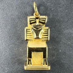 Large French Capricorn Zodiac Starsign 18K Yellow Gold Charm Pendant