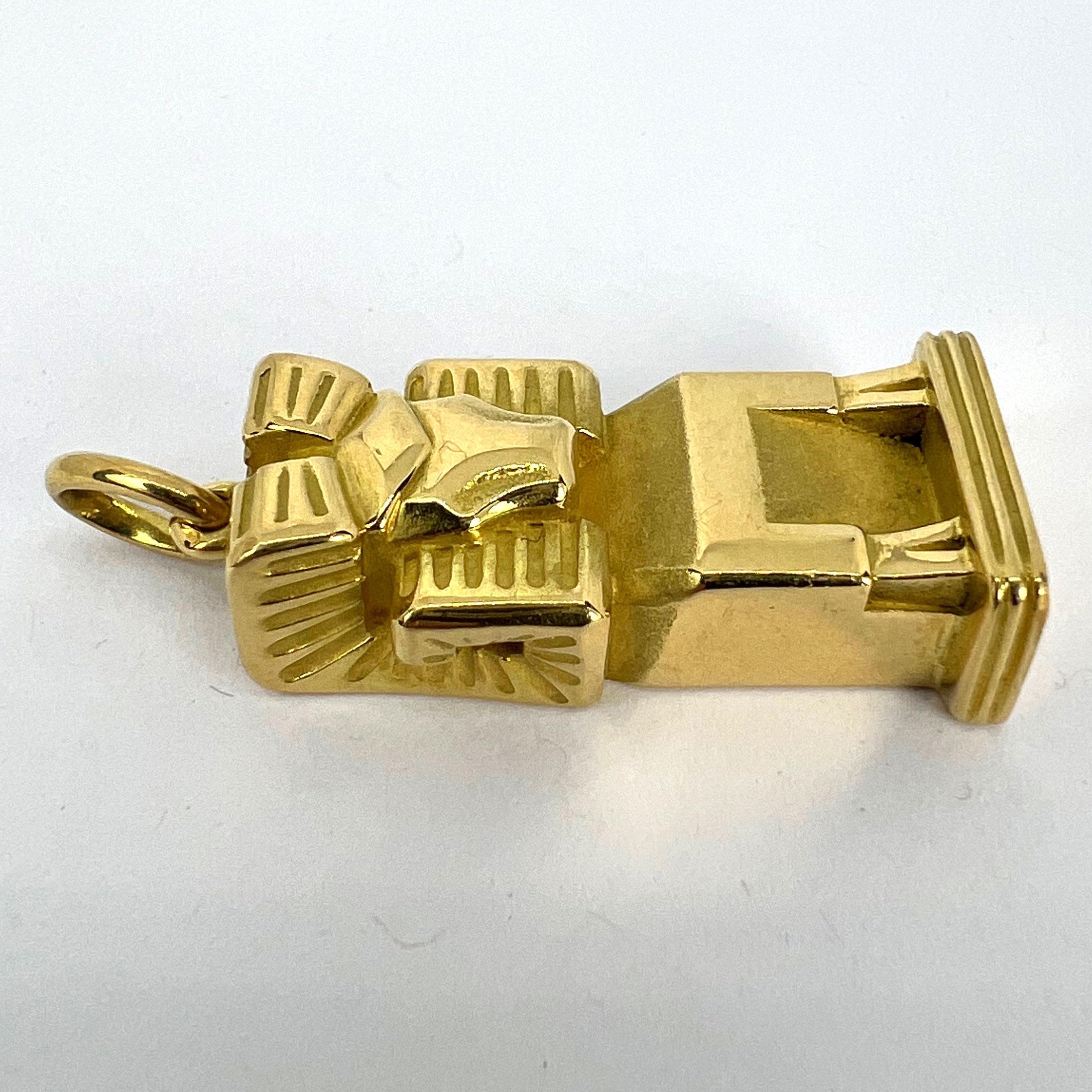 Large French Capricorn Zodiac Starsign 18K Yellow Gold Charm Pendant For Sale 16