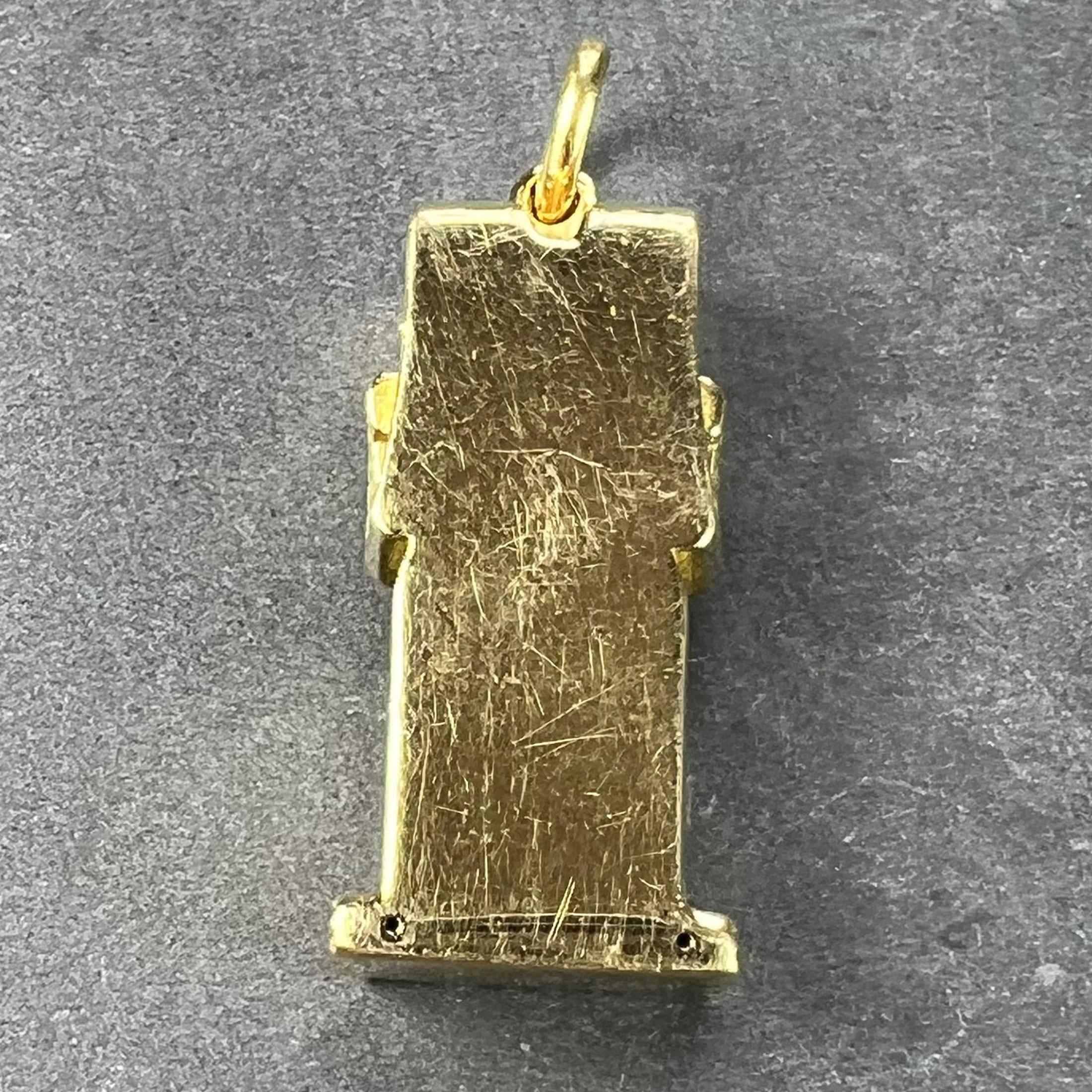Large French Capricorn Zodiac Starsign 18K Yellow Gold Charm Pendant In Good Condition For Sale In London, GB