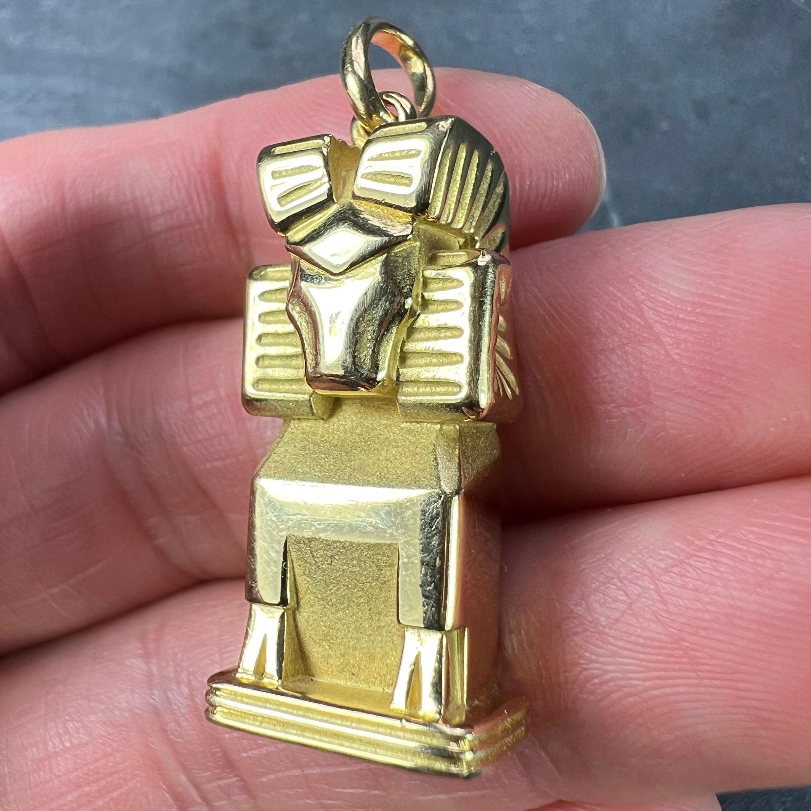 Large French Capricorn Zodiac Starsign 18K Yellow Gold Charm Pendant For Sale 5
