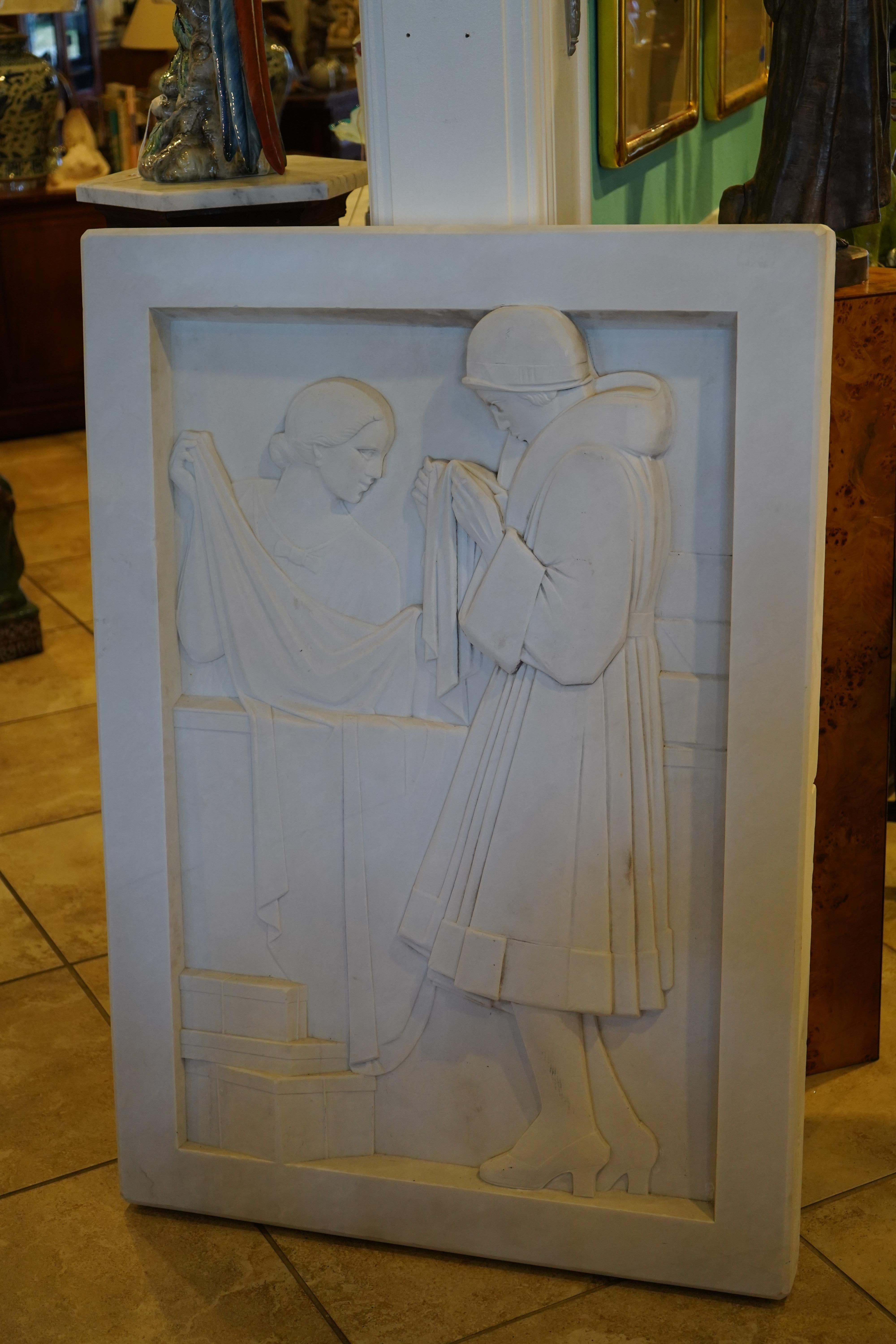 Grande sculpture française en marbre Carrera Art Deco en vente 7