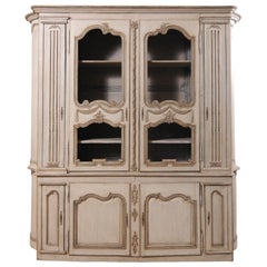 Retro Large French Carved and Painted Wood Display and Storage Cabinet