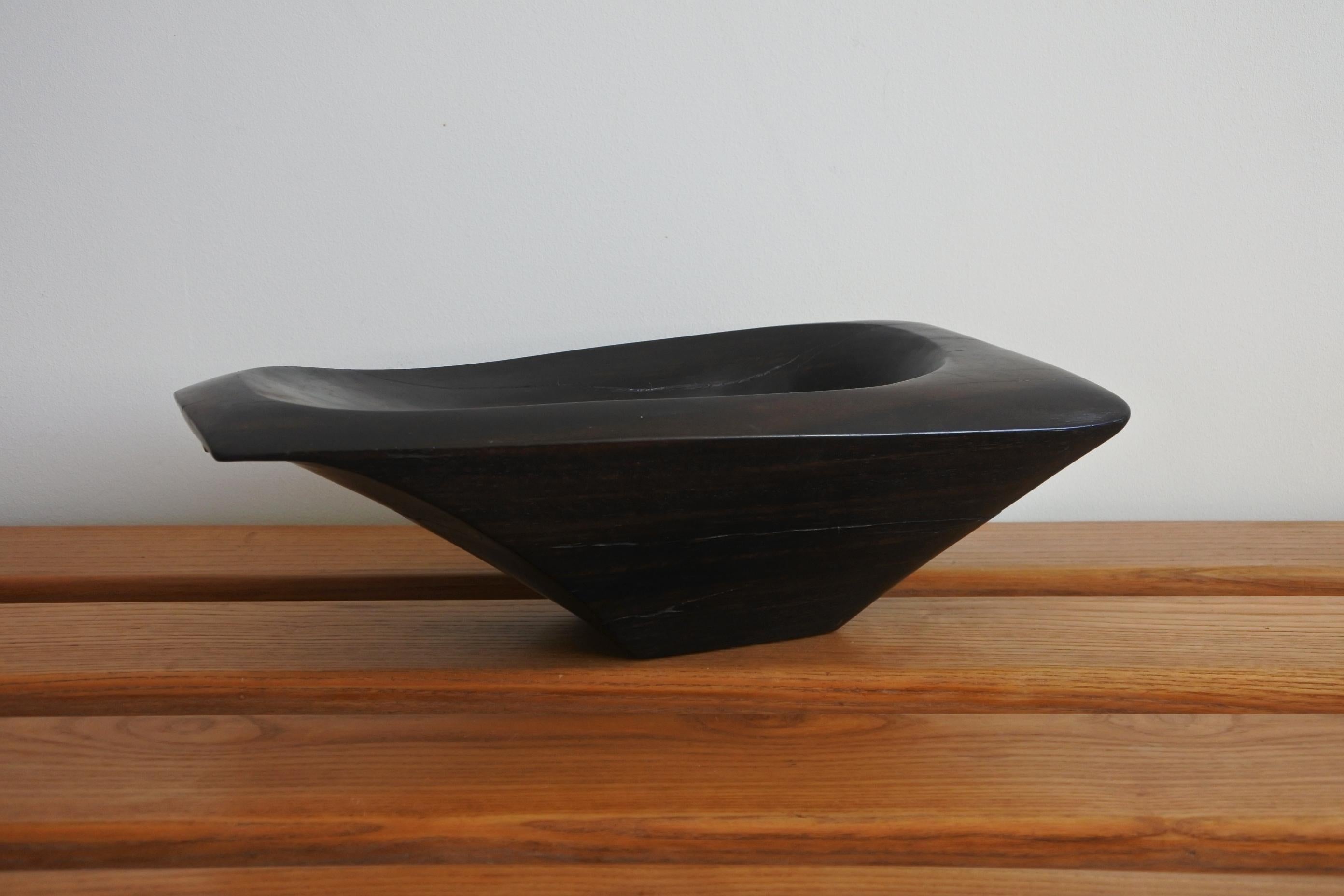 Large French Carved Ebony Wood Dish in the Style of Alexandre Noll, 1950s 4