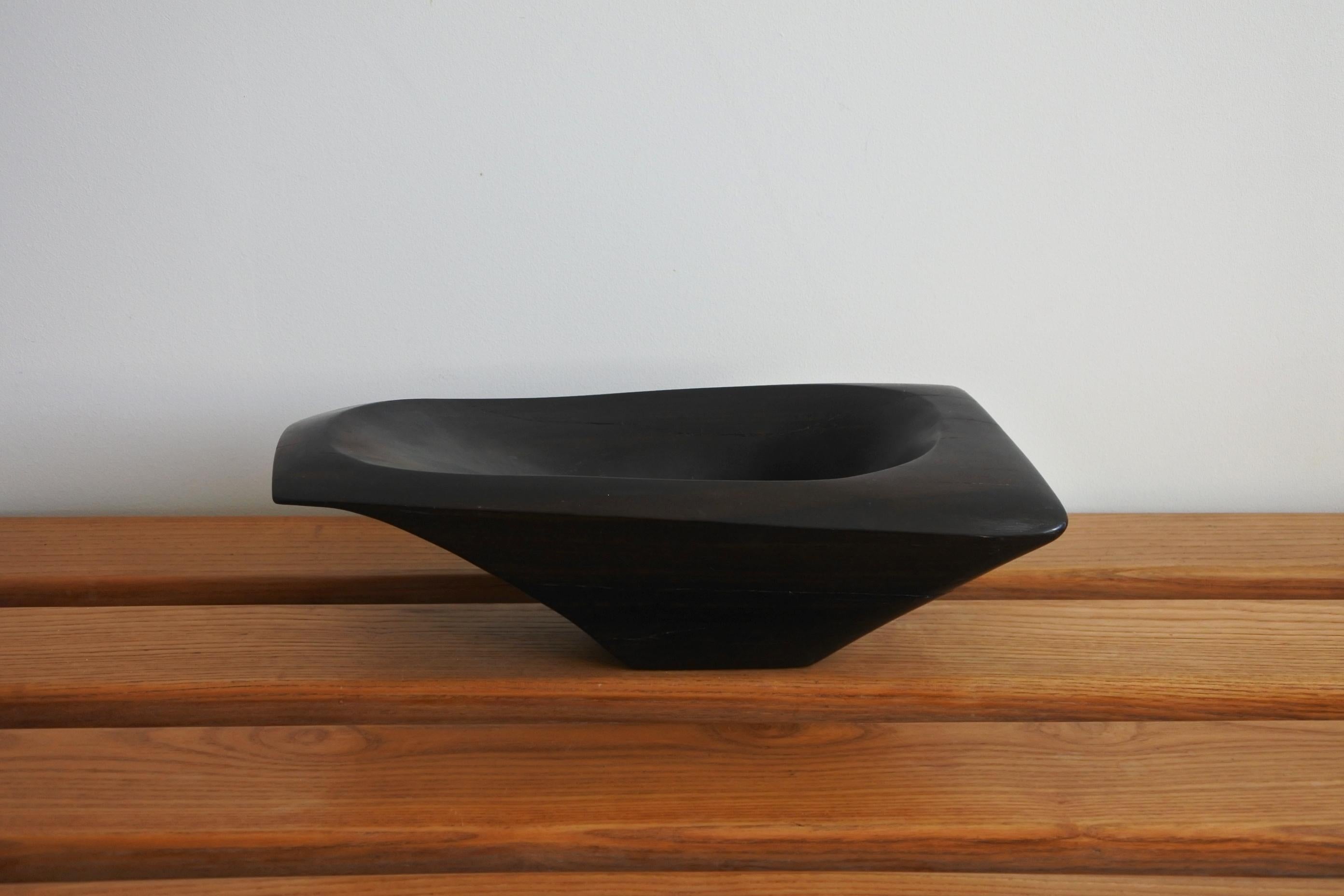 Large French Carved Ebony Wood Dish in the Style of Alexandre Noll, 1950s 5