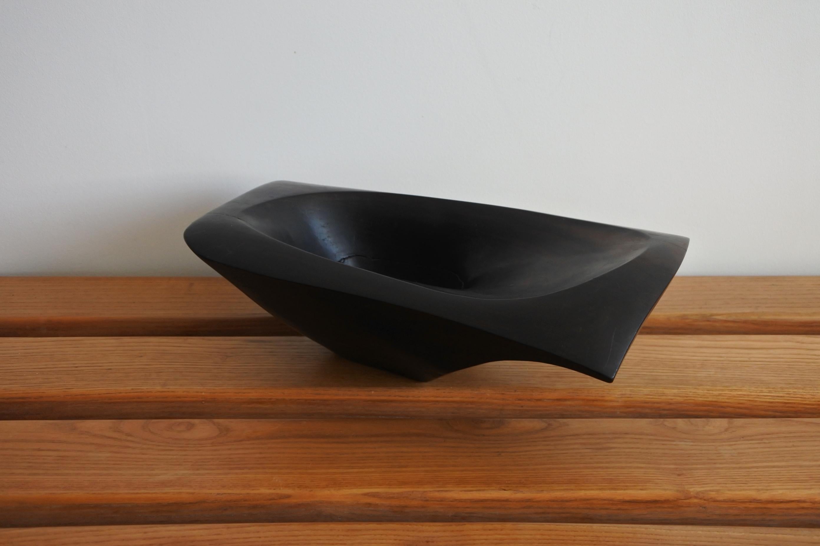 Large French Carved Ebony Wood Dish in the Style of Alexandre Noll, 1950s 7