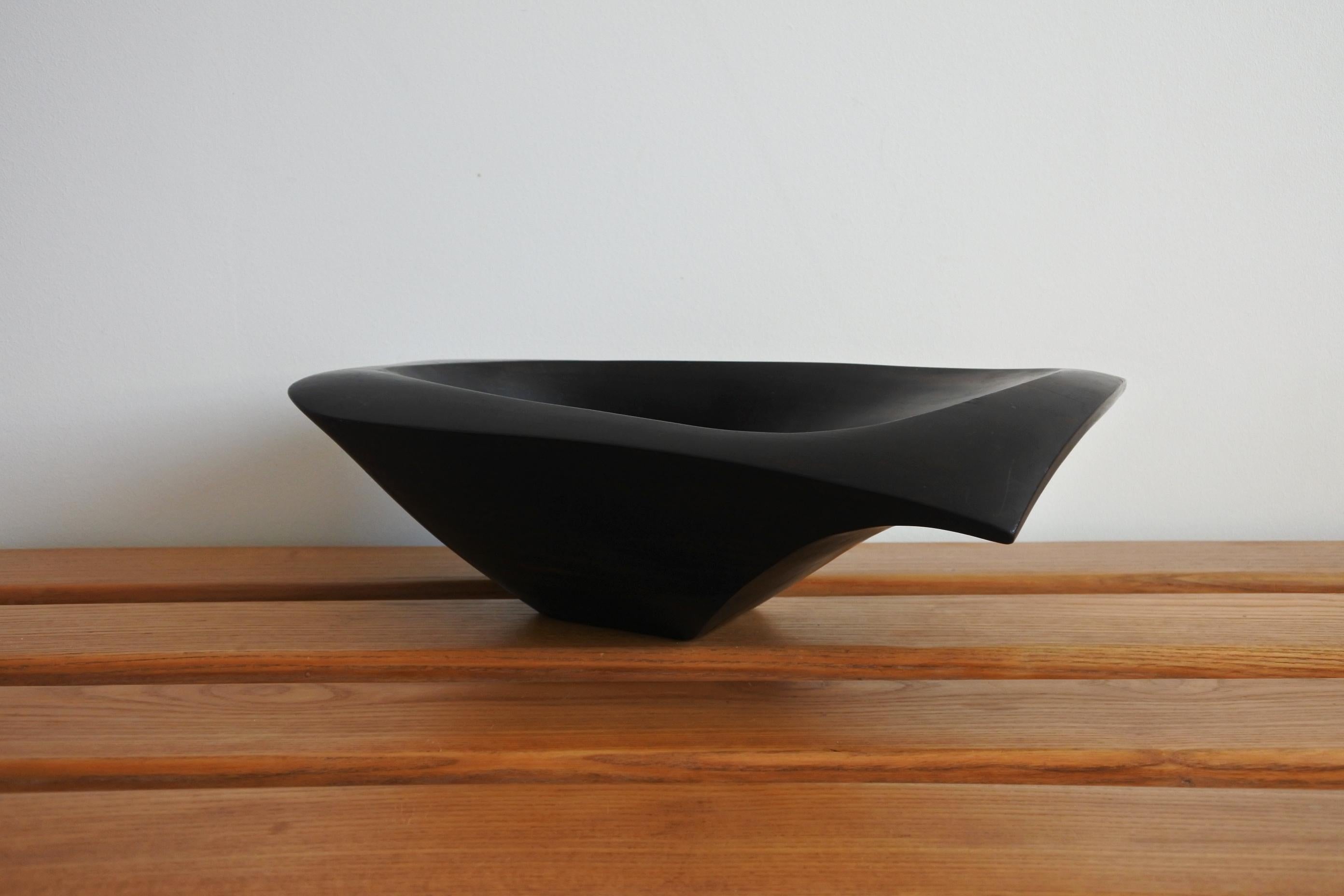 Large French Carved Ebony Wood Dish in the Style of Alexandre Noll, 1950s 8