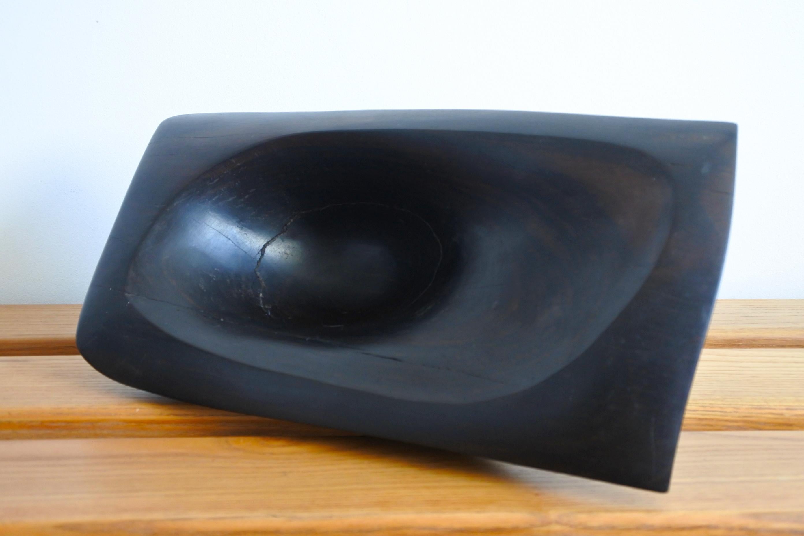 Large French Carved Ebony Wood Dish in the Style of Alexandre Noll, 1950s 9
