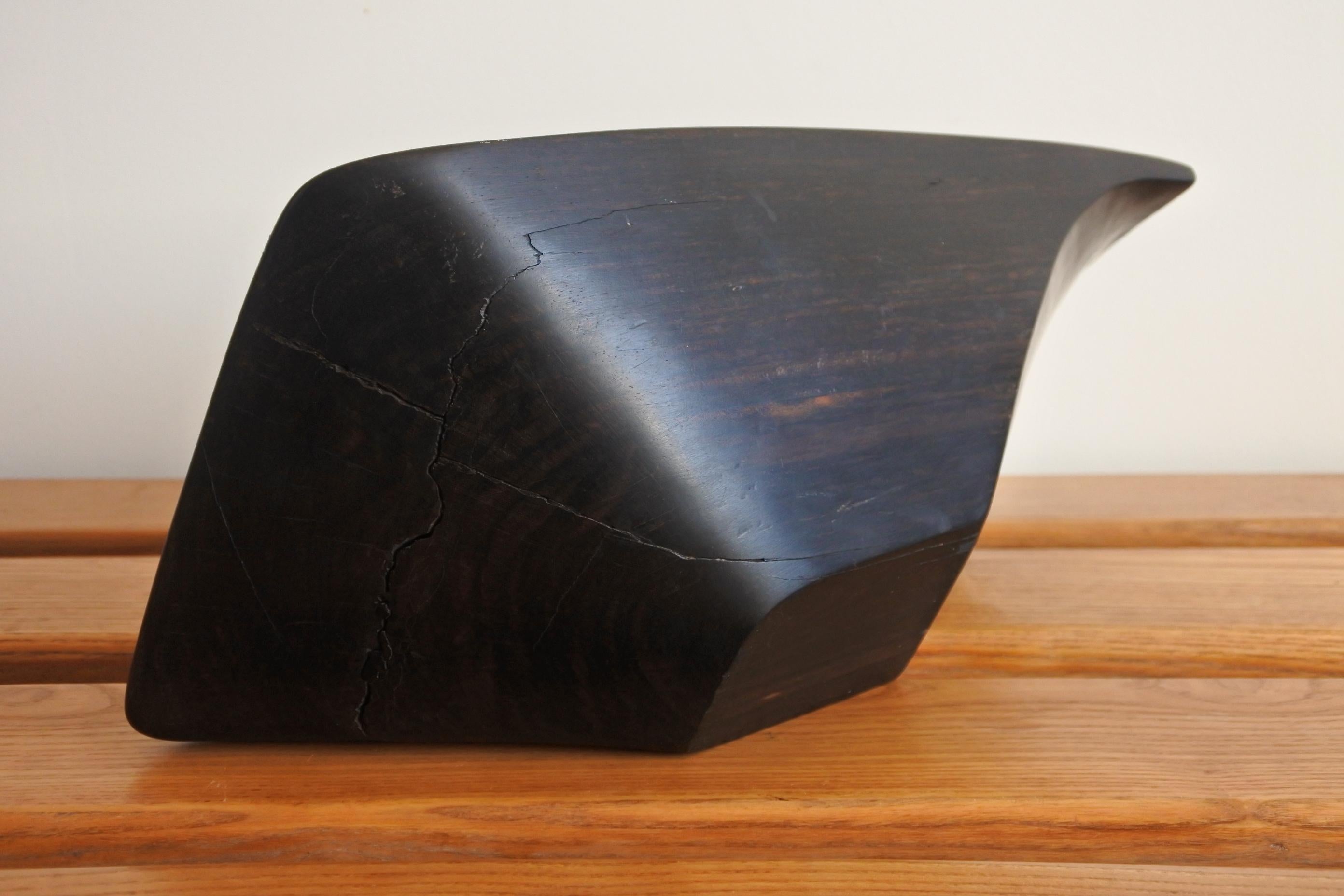 Large French Carved Ebony Wood Dish in the Style of Alexandre Noll, 1950s 1