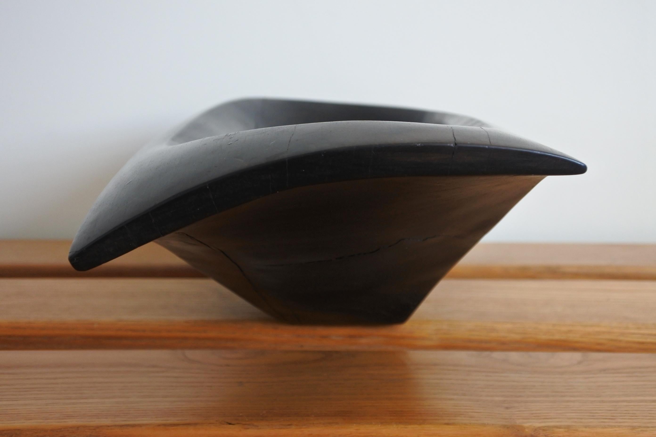 Large French Carved Ebony Wood Dish in the Style of Alexandre Noll, 1950s 2