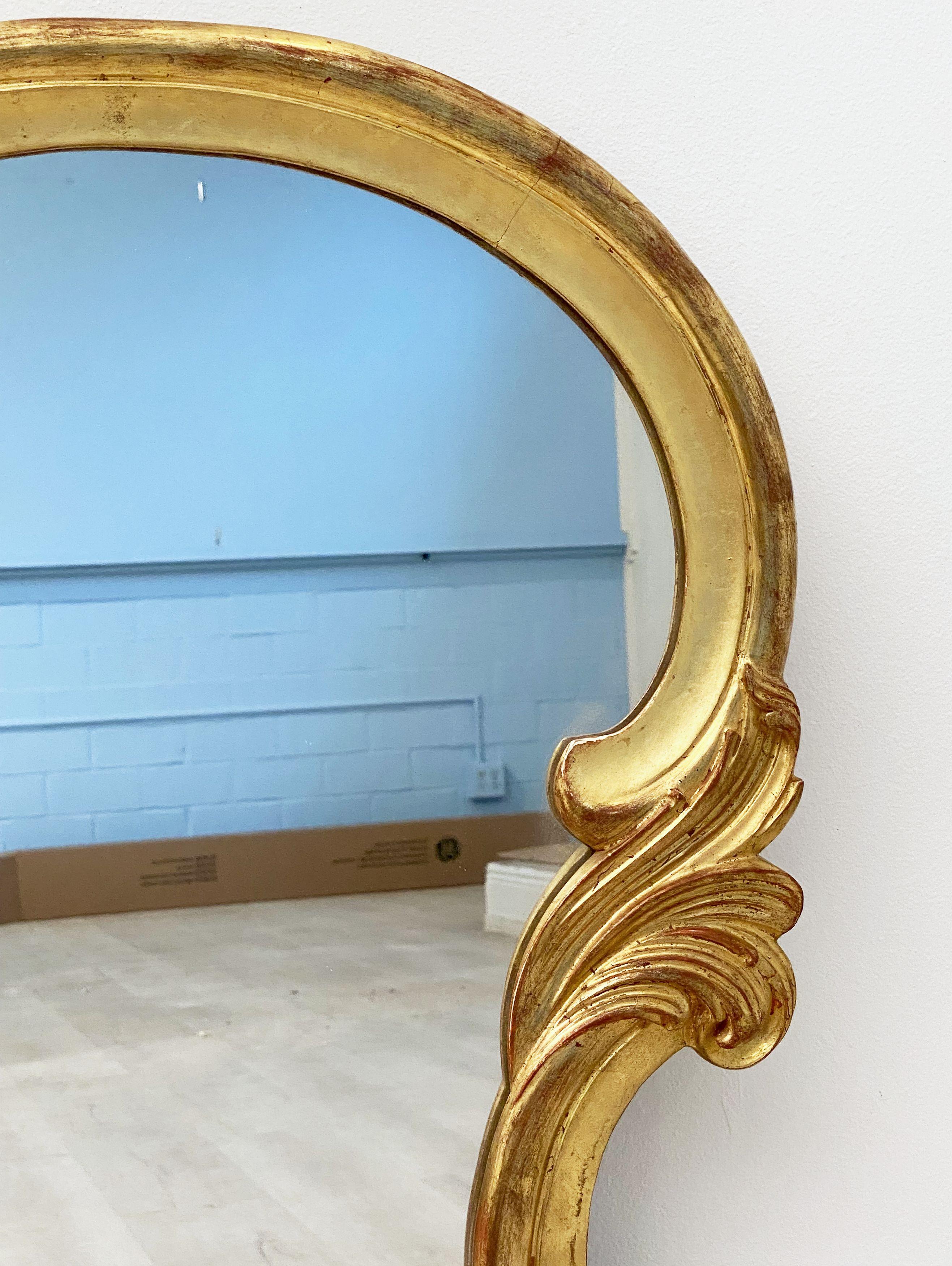 Large French Carved Gilt Frame Mirror With Seashell Crest (H 33 3/4 X W 47) For Sale 5