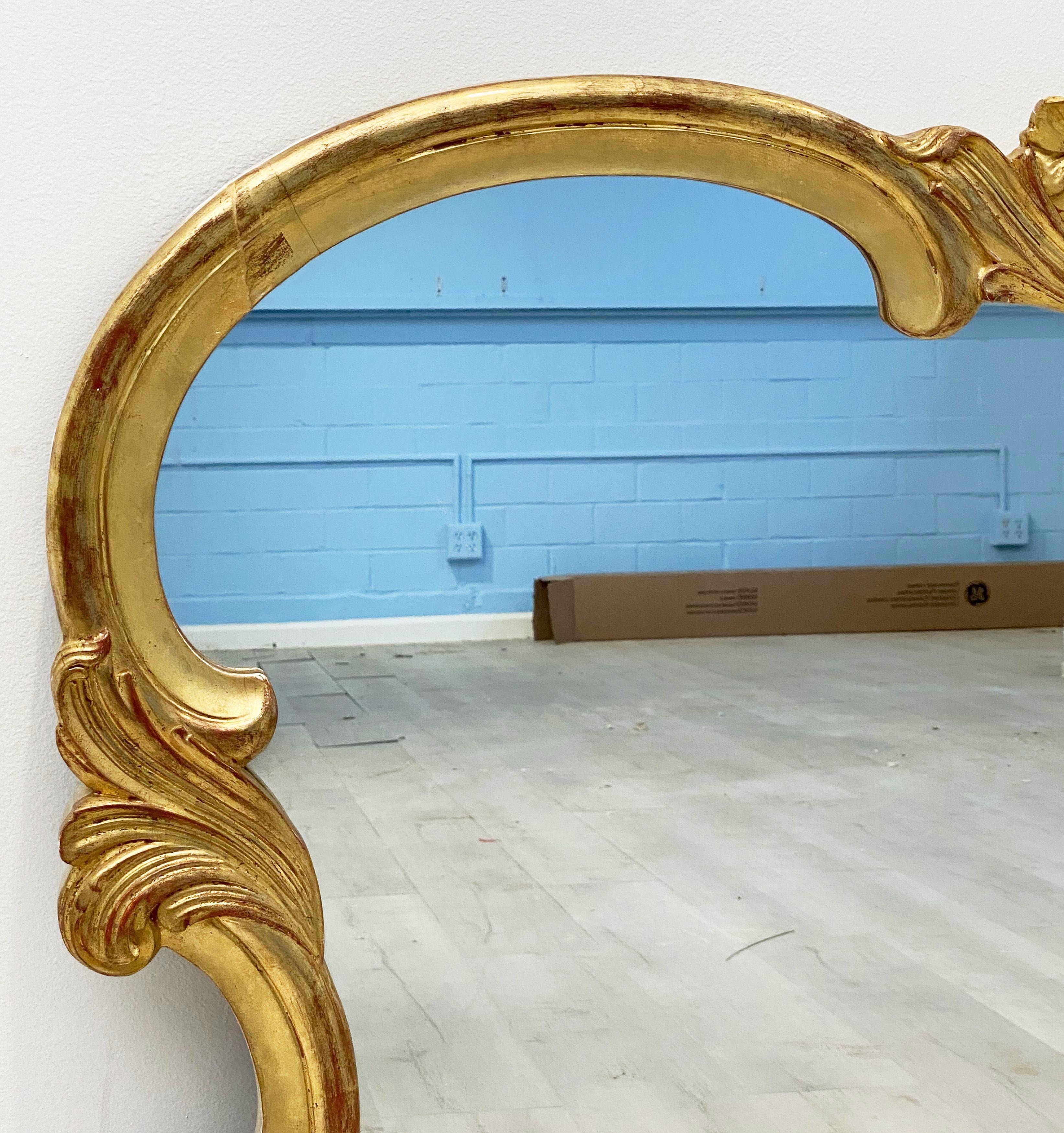 Großer französischer geschnitzter Spiegel mit vergoldetem Rahmen und Muschelwappen (H 33 3/4 X B 47) im Zustand „Gut“ im Angebot in Austin, TX