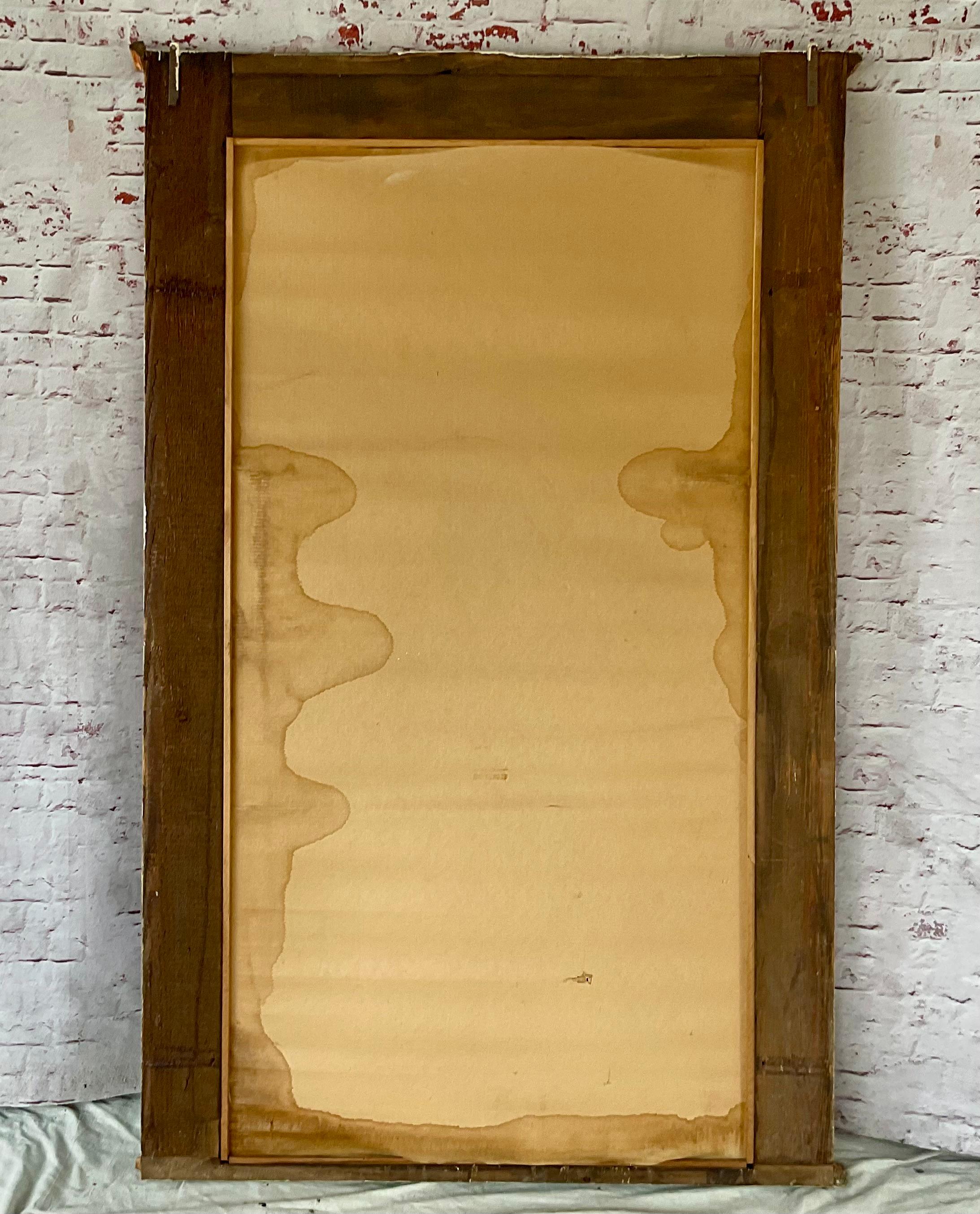 Gran espejo francés de madera dorada tallada en venta 1