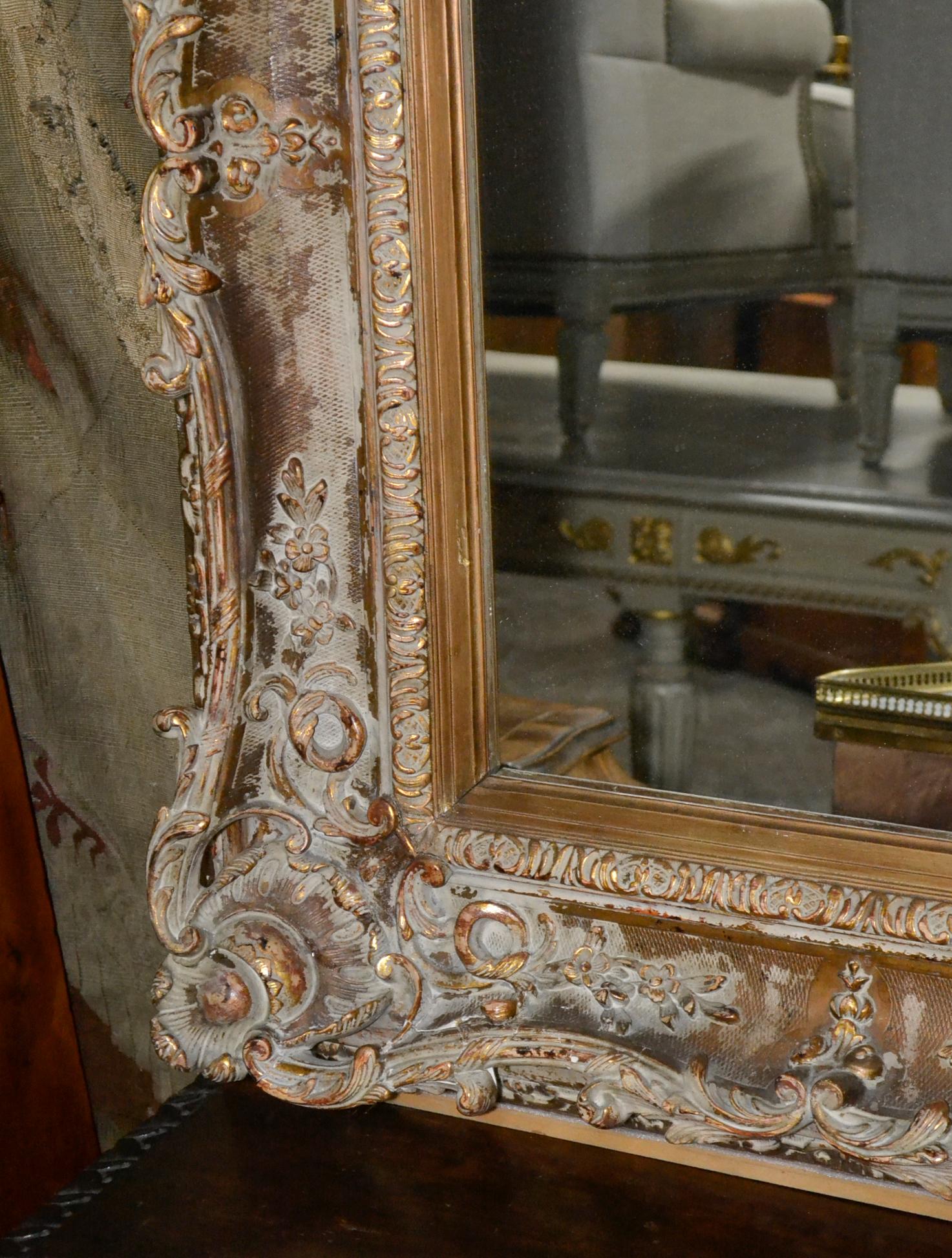 Large French Carved Giltwood Mirror 1