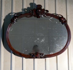 Large French Carved Mirror Mahogany Oval Mirror