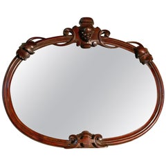 Large French Carved Mirror Mahogany Oval Mirror