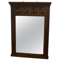 Large French Carved Oak Wall Mirror