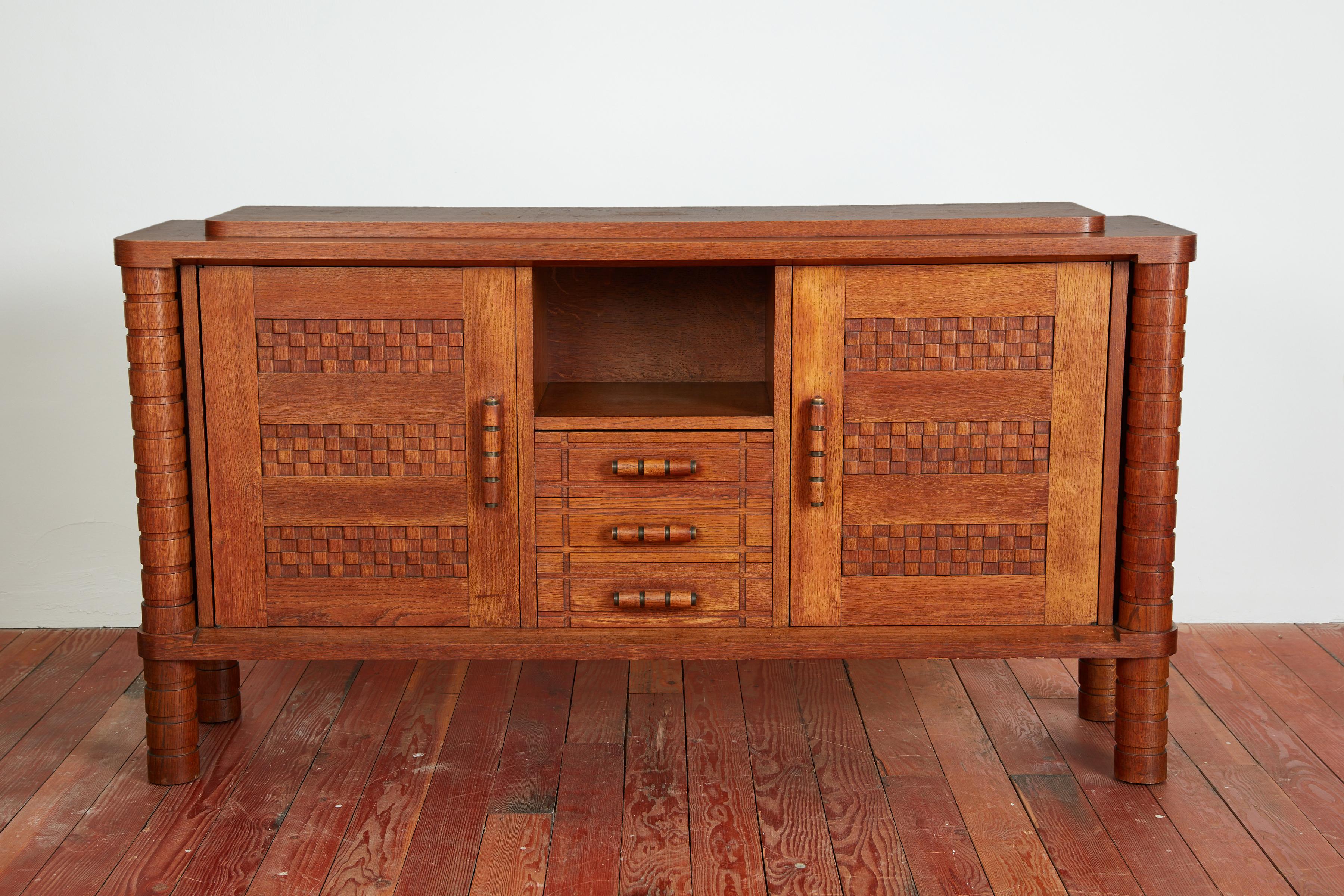 Mid-20th Century Large French Carved Sideboard in Oak   For Sale