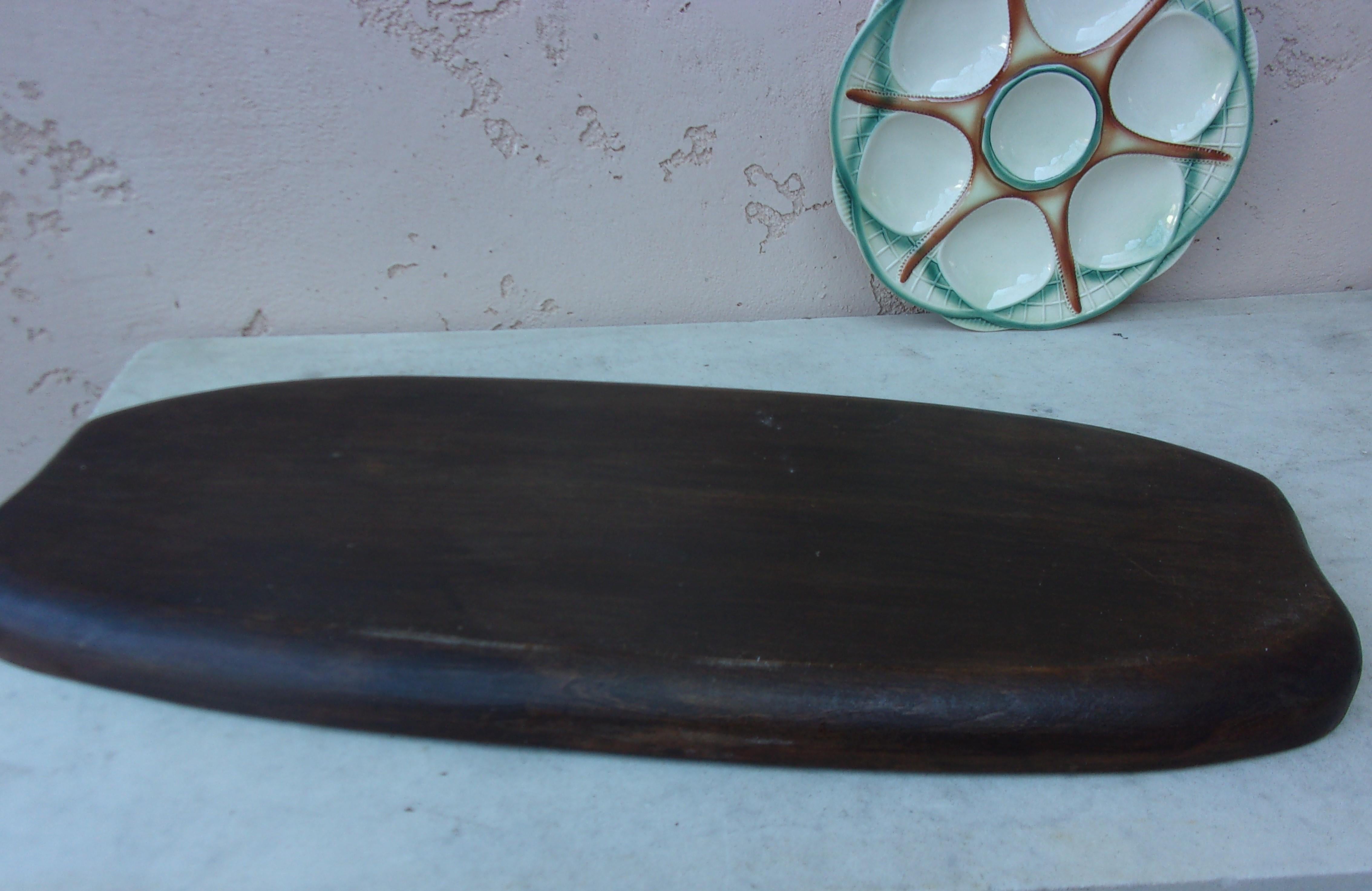 Large French Carved Wood Bread Platter with Ear of Wheat, circa 1900 For Sale 1