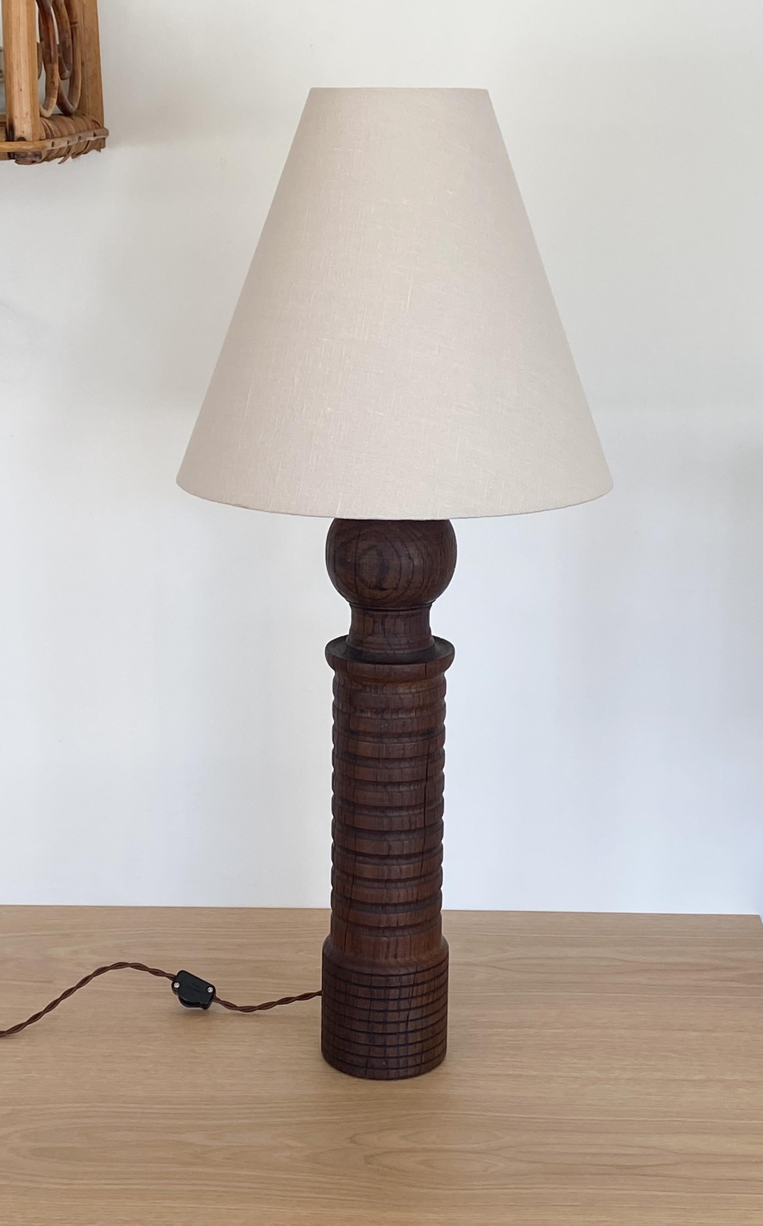 Large French Carved Wood Lamp 7