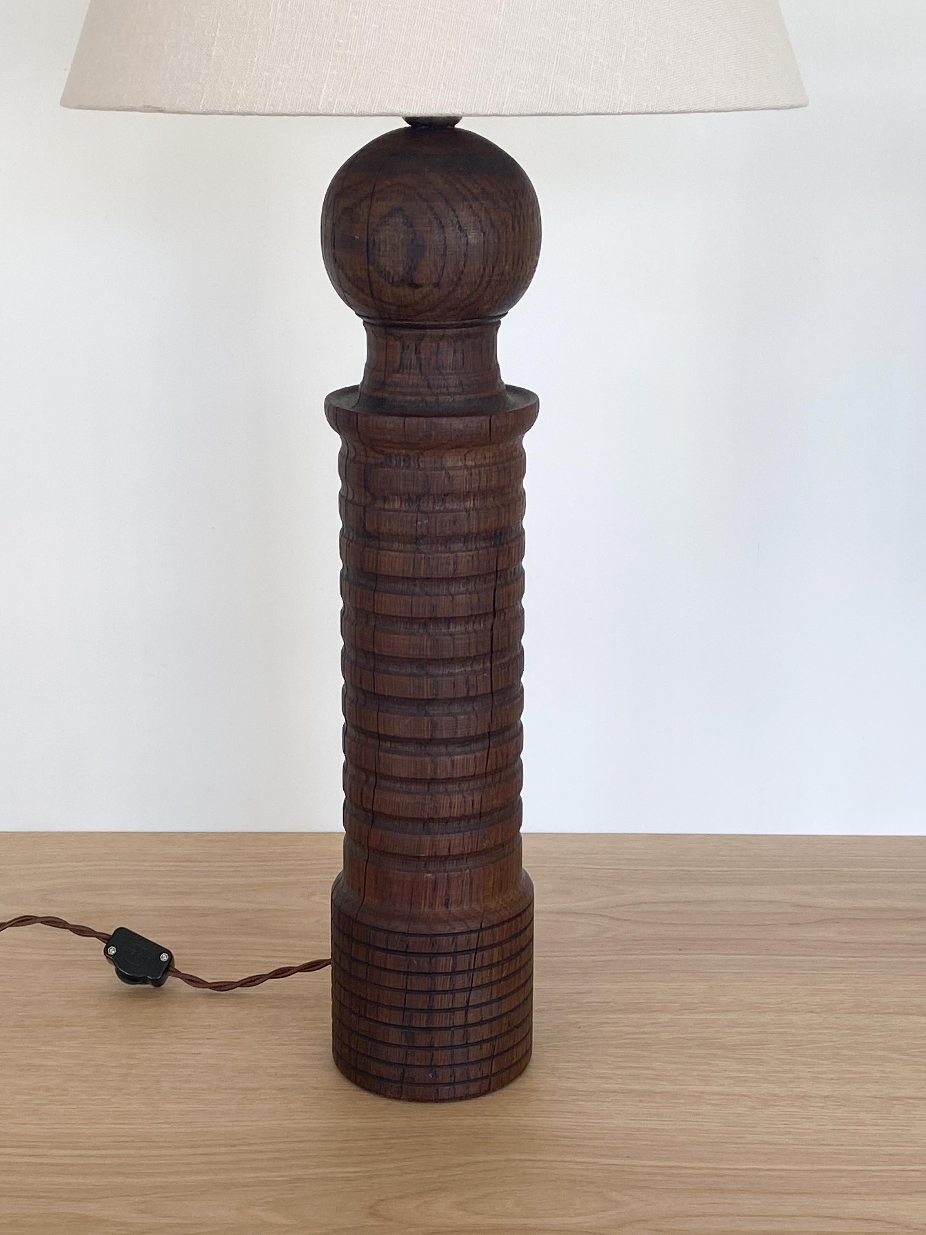 20th Century Large French Carved Wood Lamp