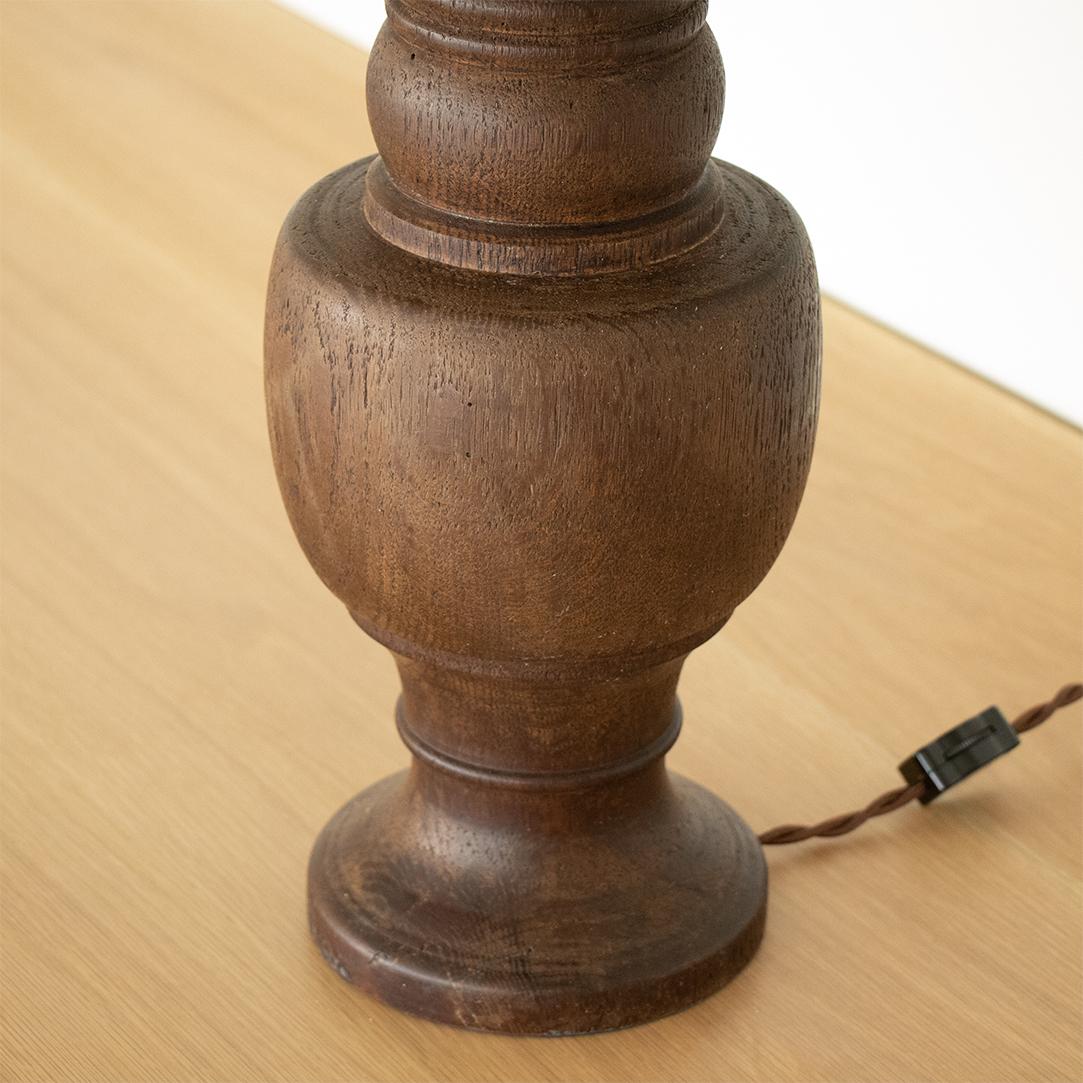 Linen Large French Carved Wood Lamp
