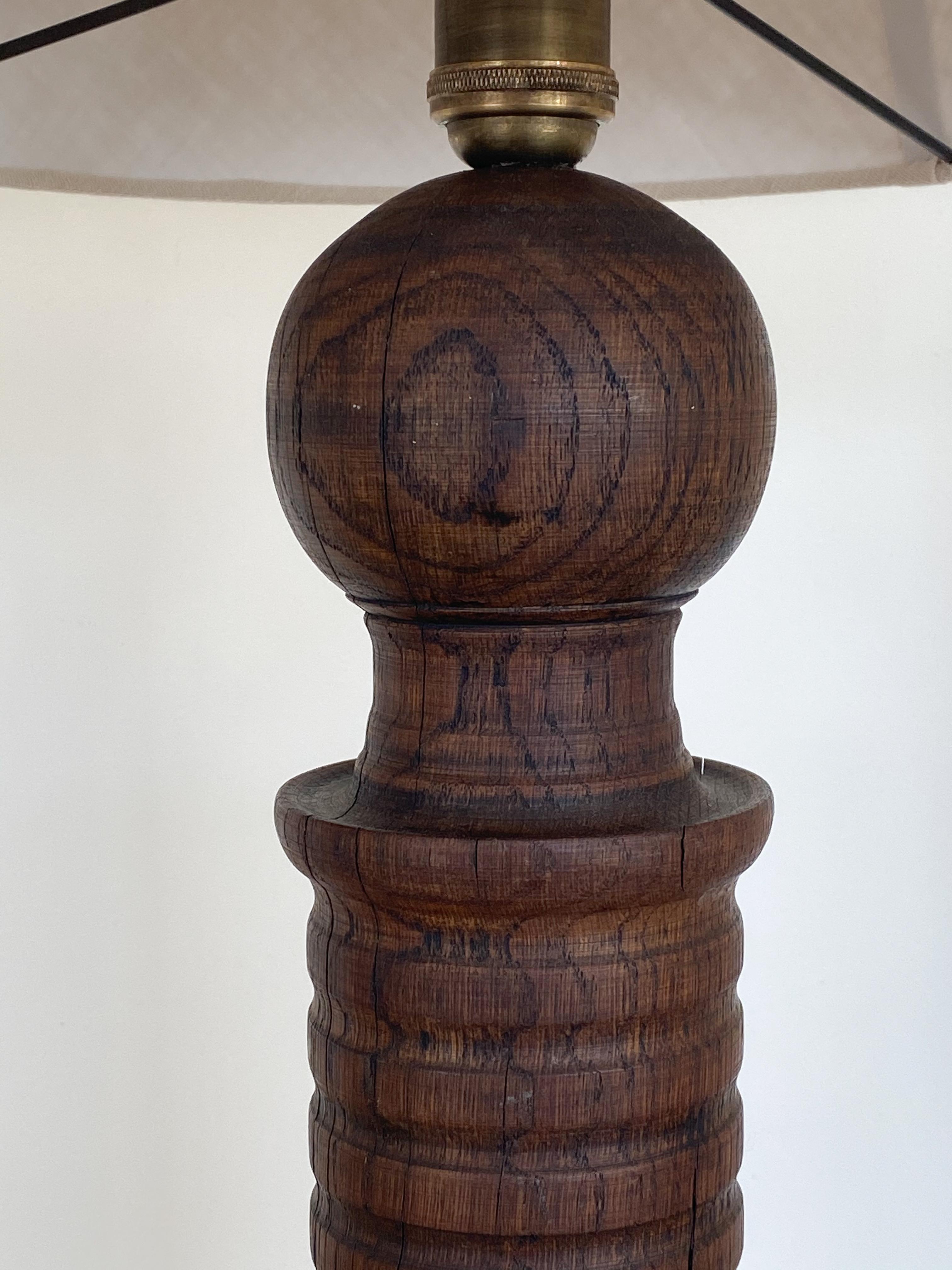 Large French Carved Wood Lamp 1