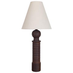 Large French Carved Wood Lamp