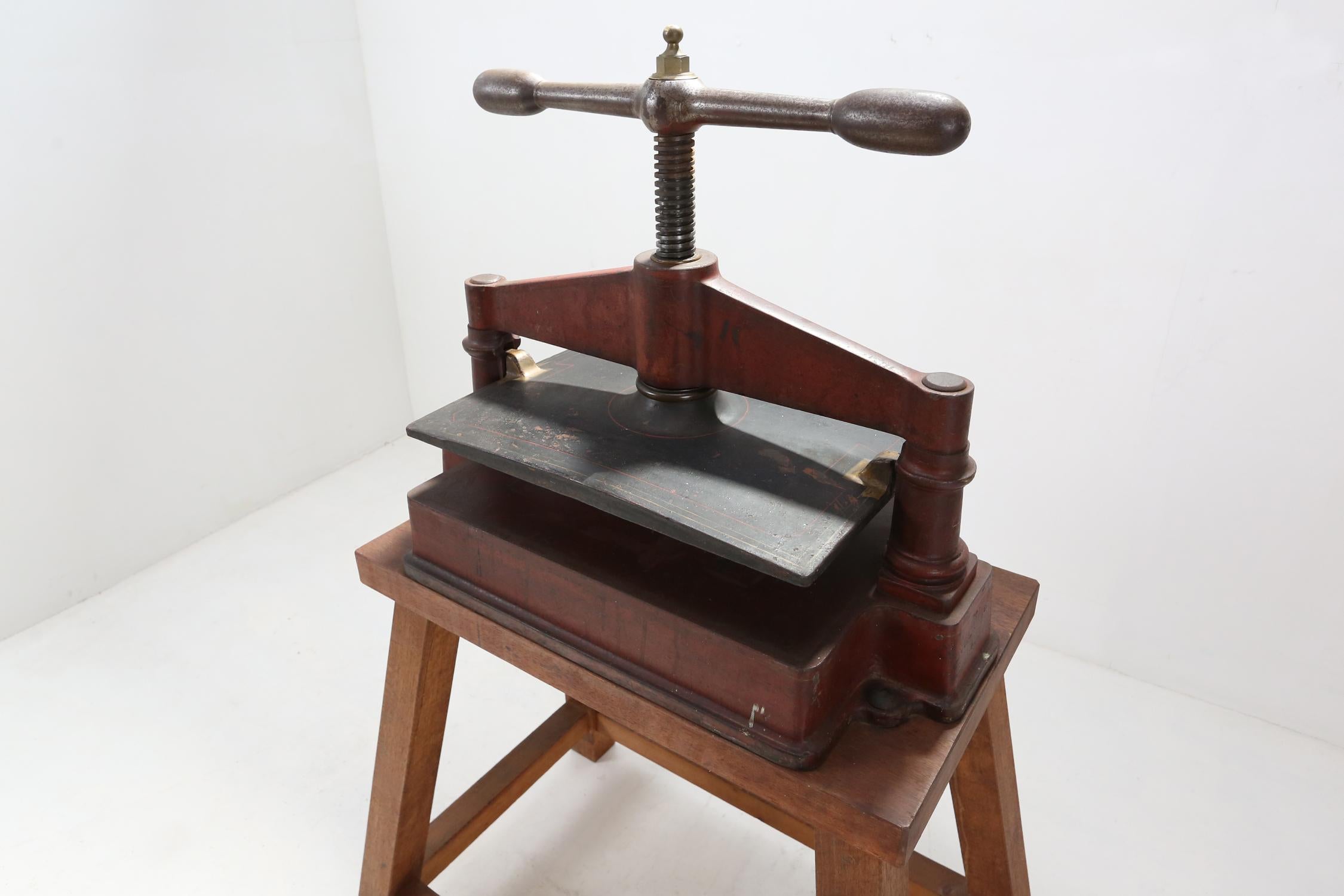 Large French Cast Iron Book Press Ca.1850 11