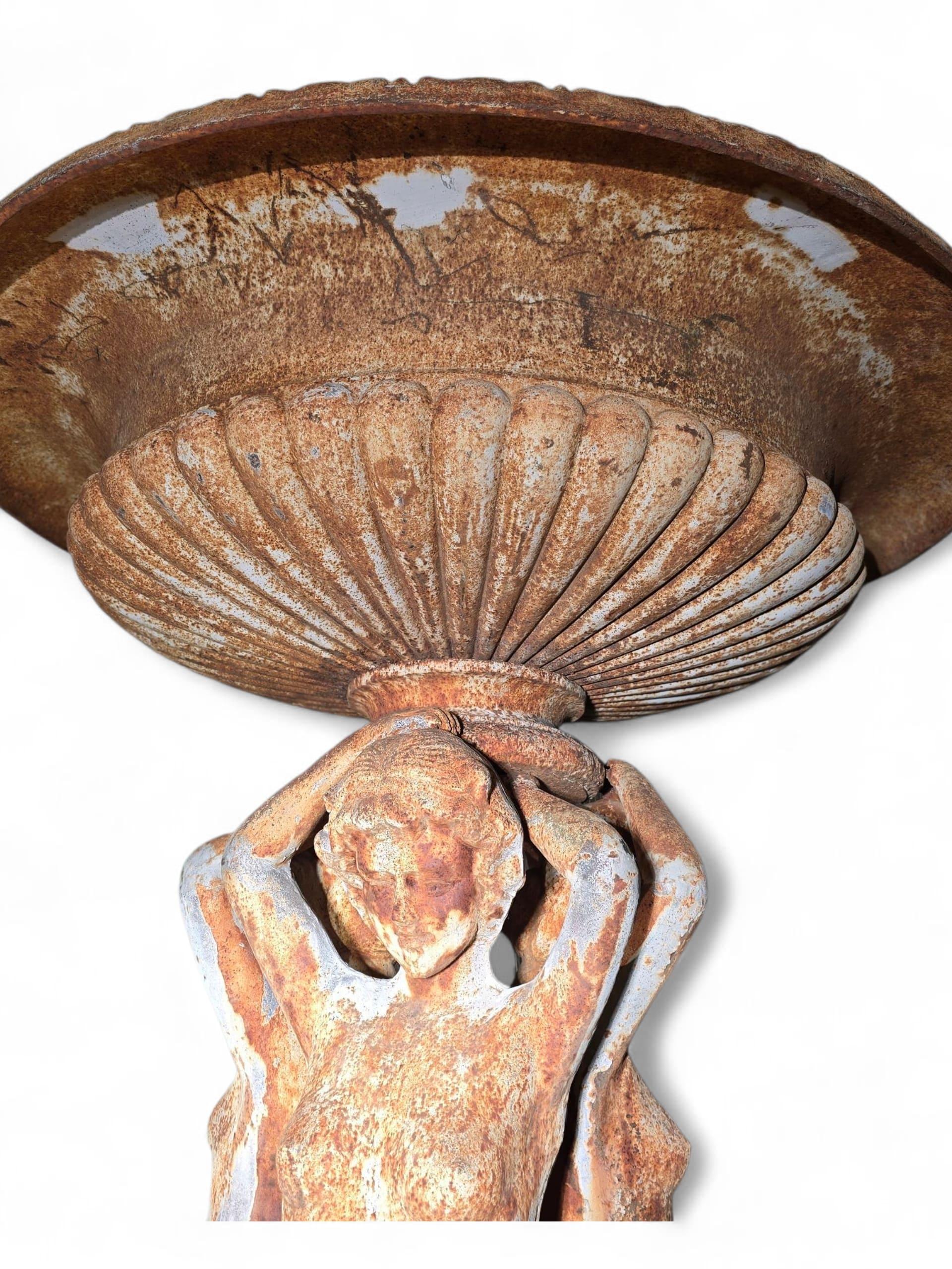 Large French Cast Iron Garden Fountain Featuring The Three Graces For Sale 12