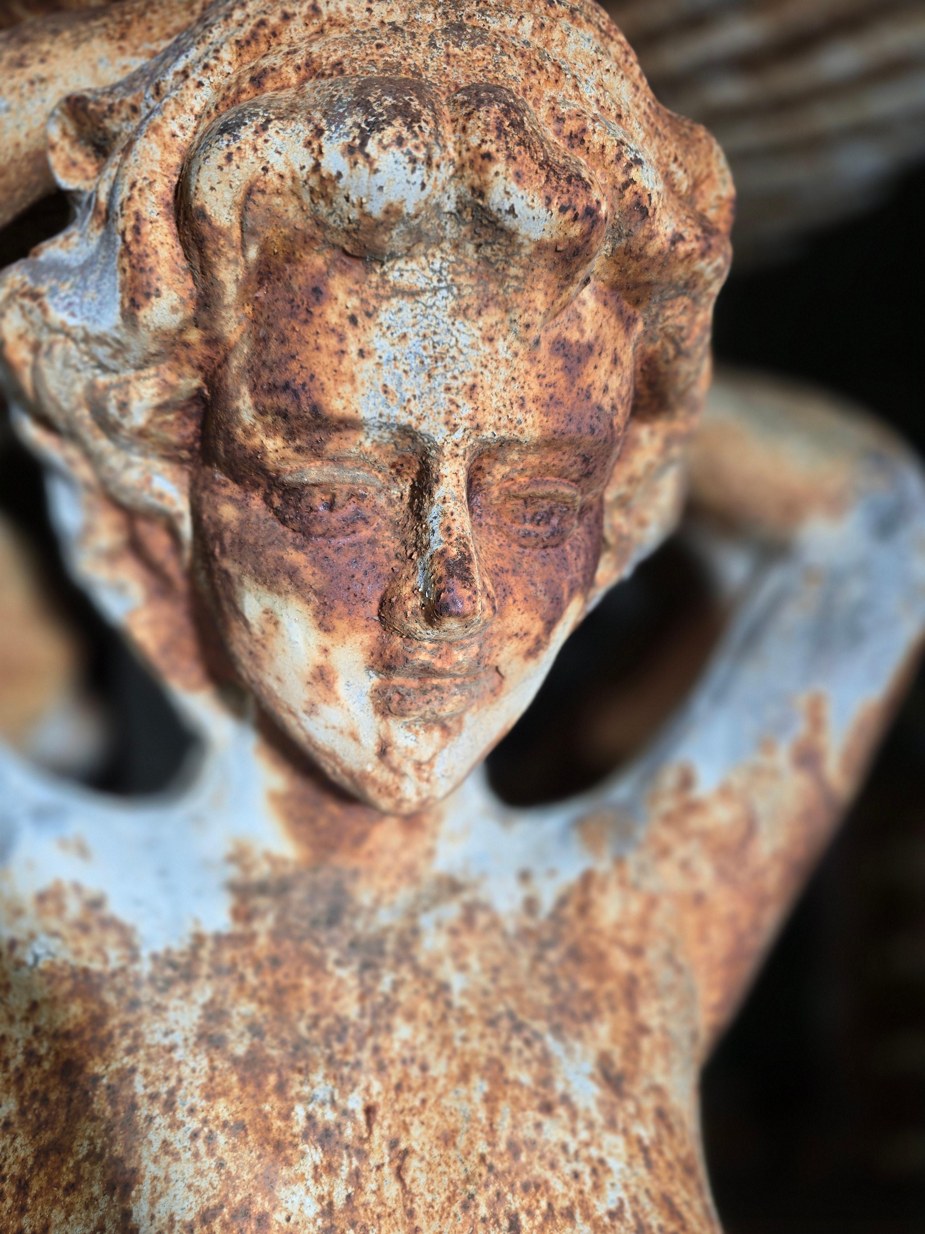 Large French Cast Iron Garden Fountain Featuring The Three Graces For Sale 13