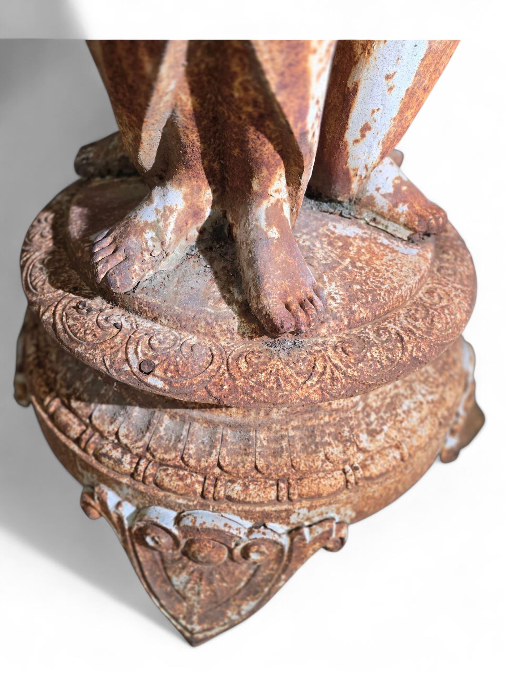 Large French Cast Iron Garden Fountain Featuring The Three Graces For Sale 1