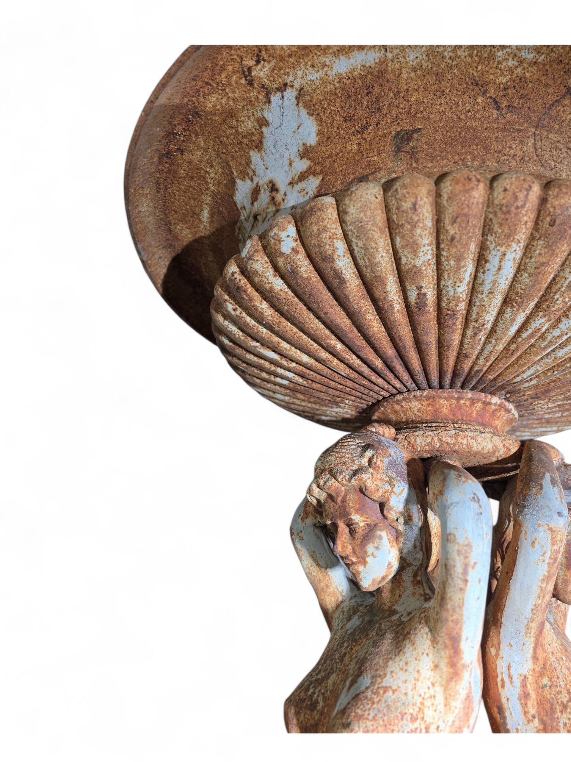 Large French Cast Iron Garden Fountain Featuring The Three Graces For Sale 4