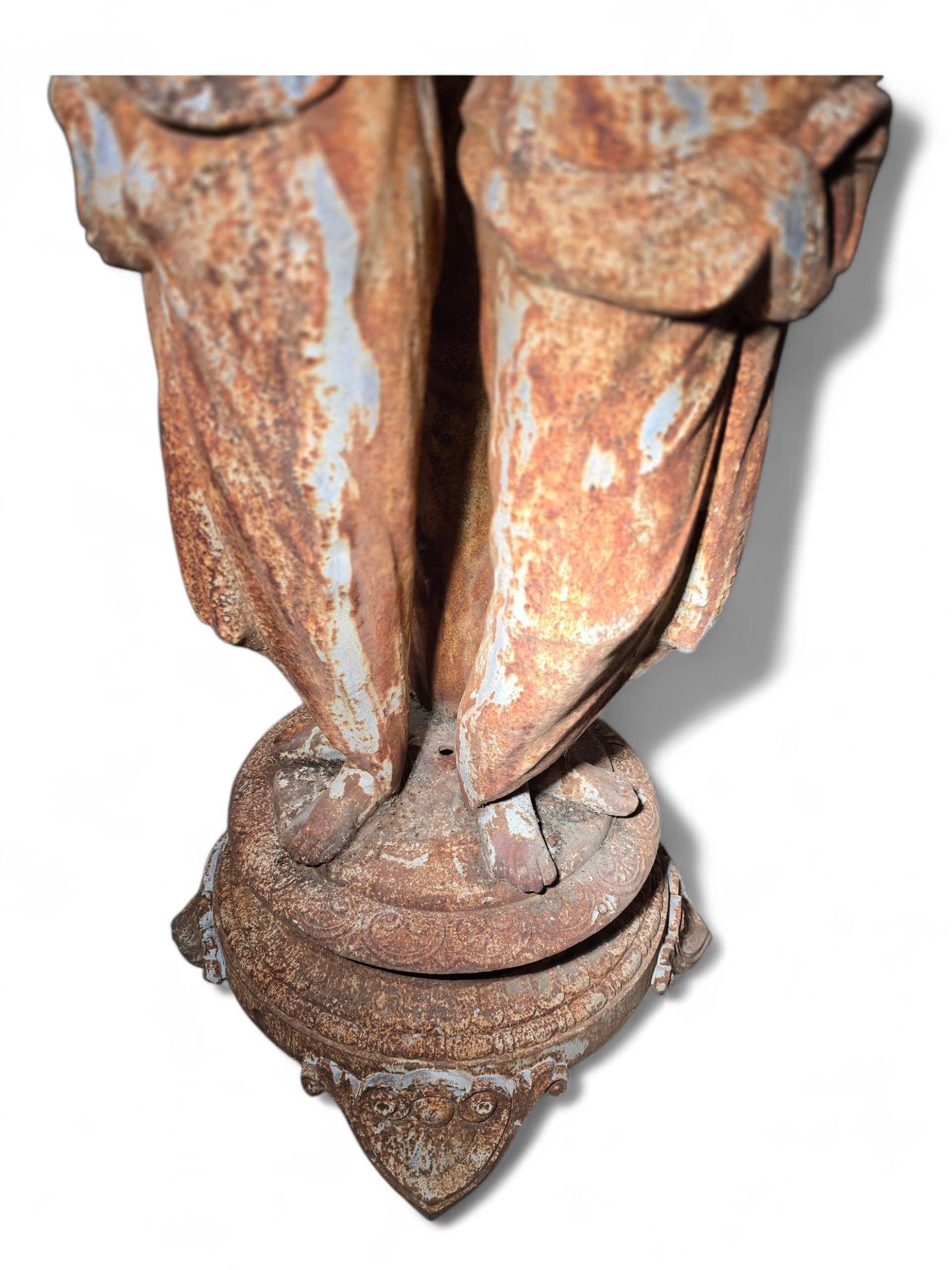 Large French Cast Iron Garden Fountain Featuring The Three Graces For Sale 5