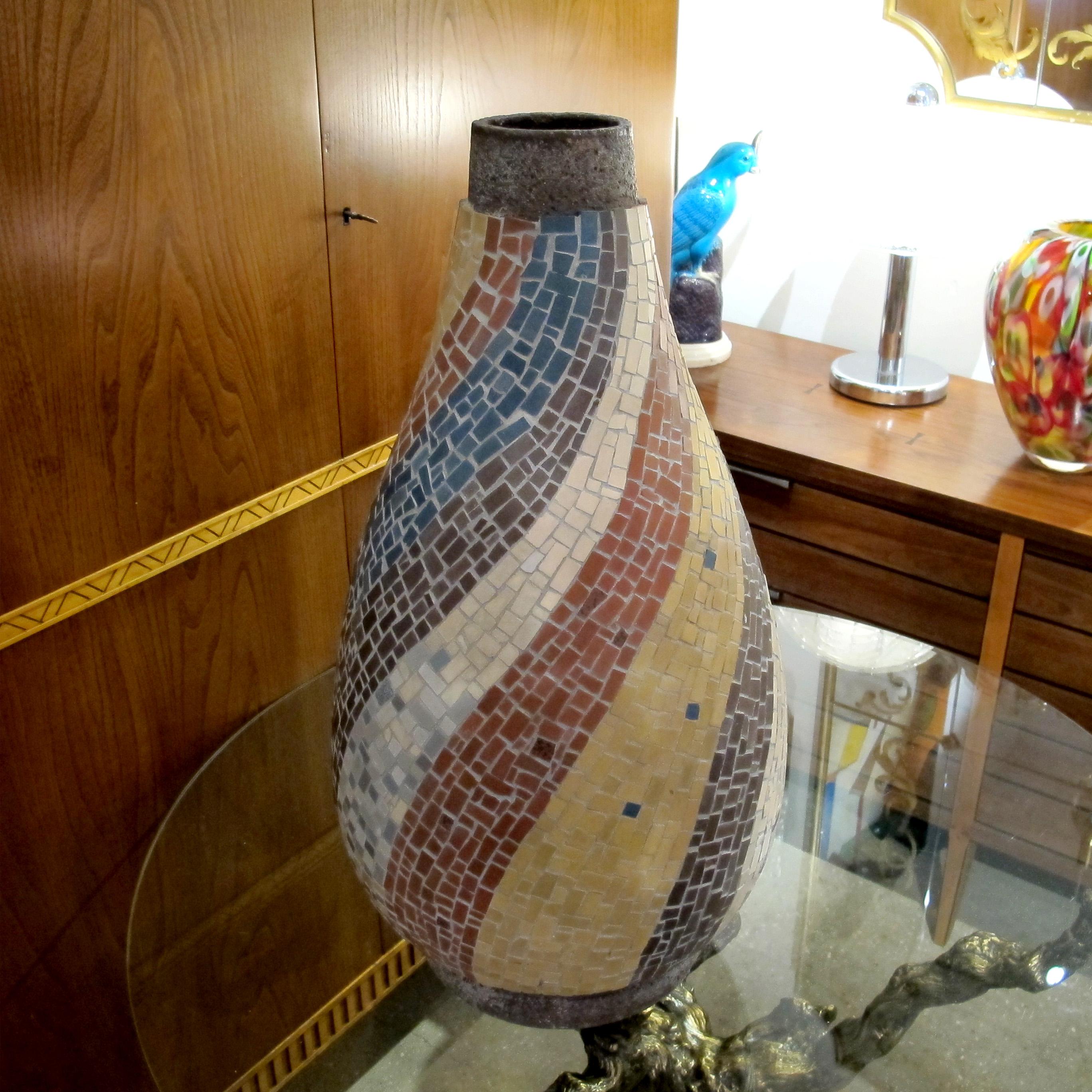 Large French Ceramic Mosaic Vase, Circa 1950s – Mid-Century Modern For Sale 4