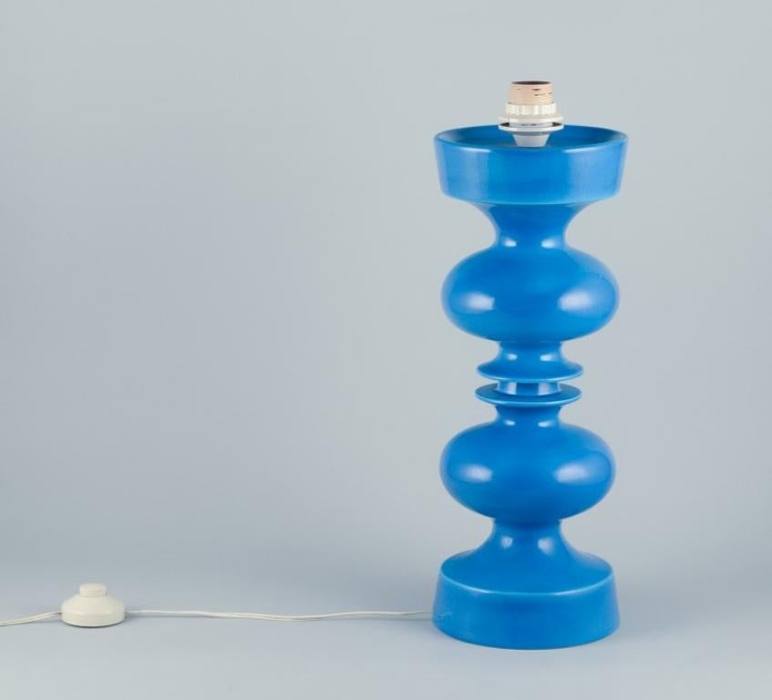 Moderne Grande lampe de table française en céramique émaillée turquoise, années 1970. en vente