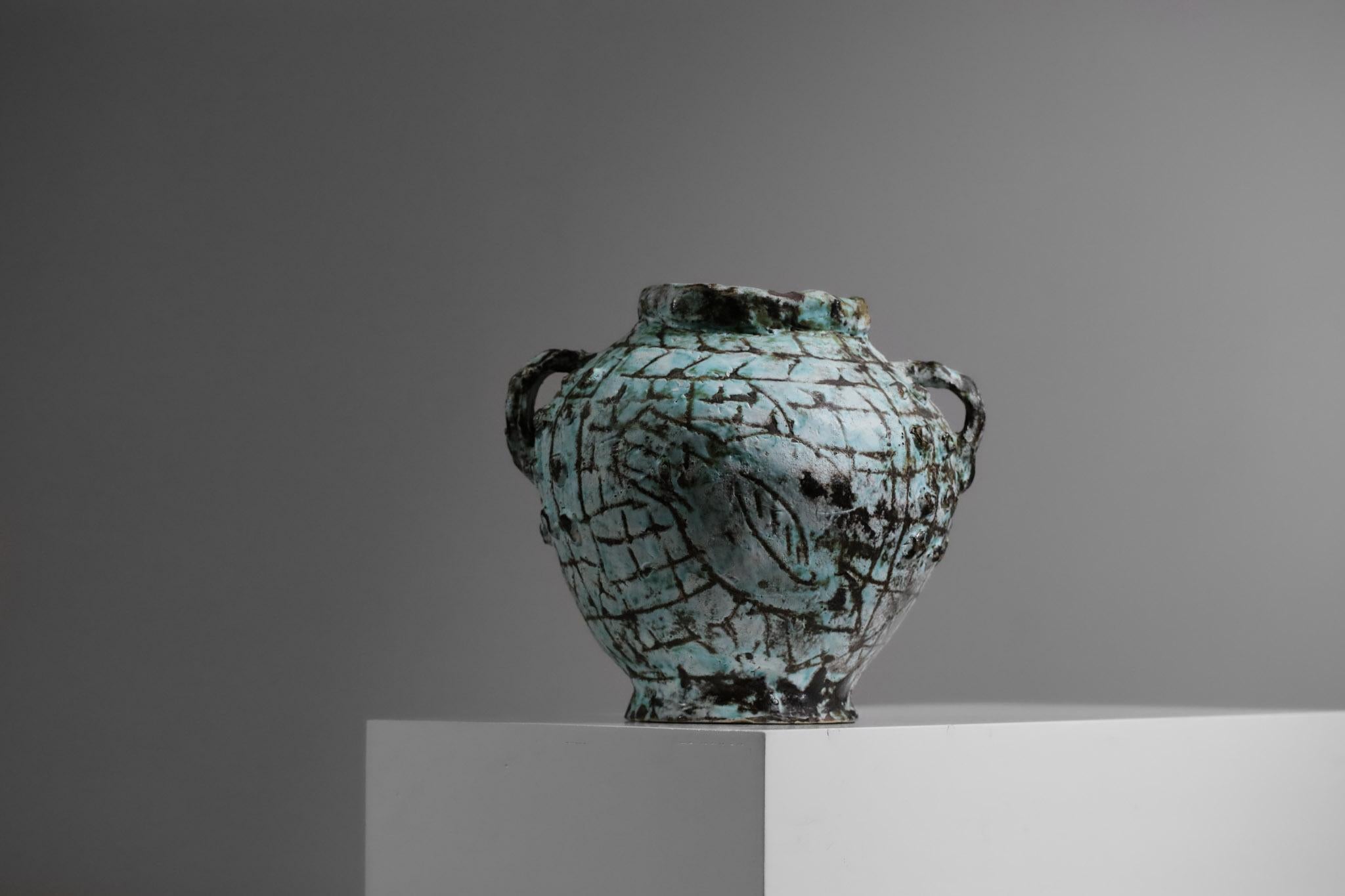 Vaso grande in ceramica francese Vallauris di Jérôme Massier anni '60, G125 in vendita 4