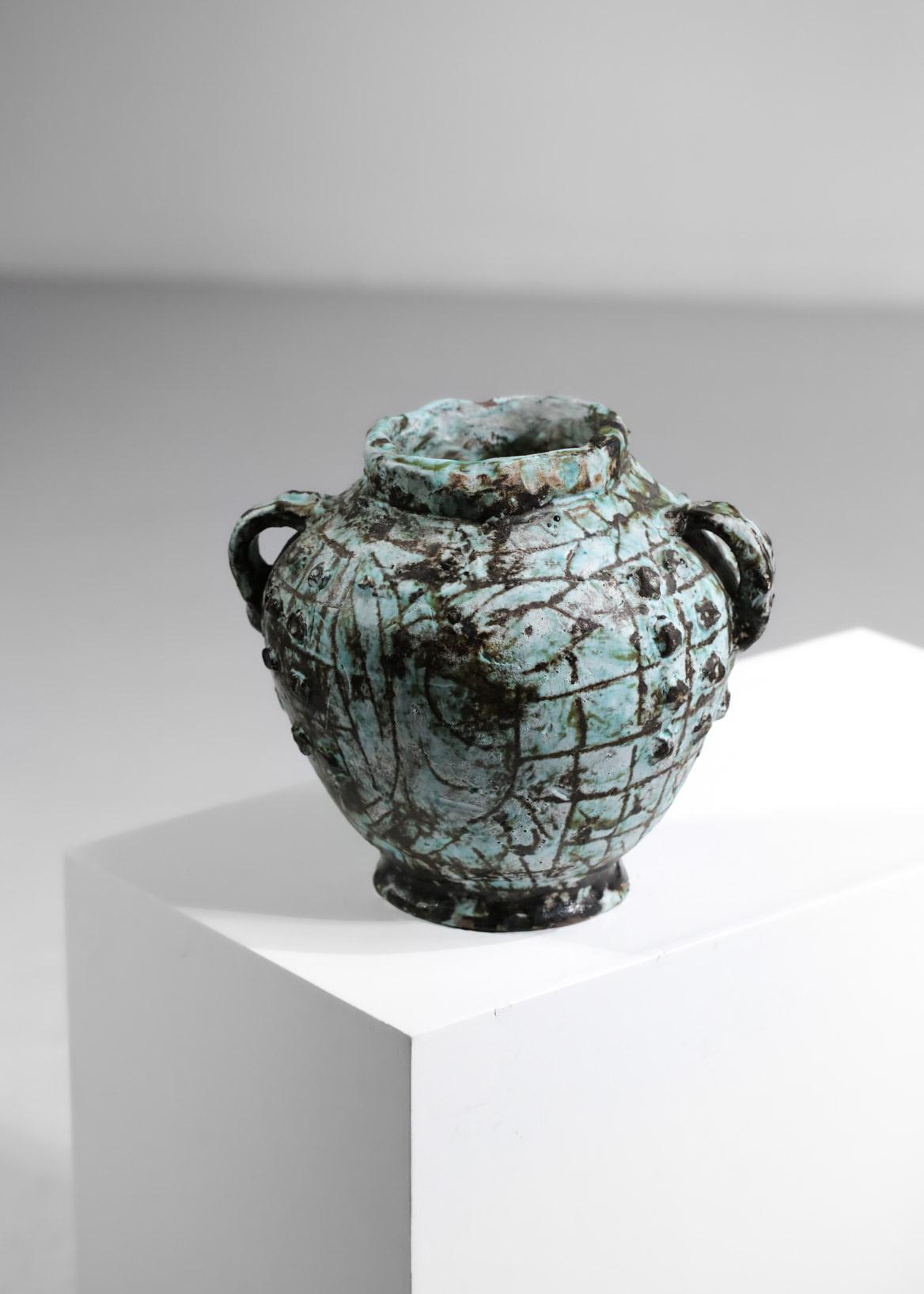 Mid-Century moderno Vaso grande in ceramica francese Vallauris di Jérôme Massier anni '60, G125 in vendita