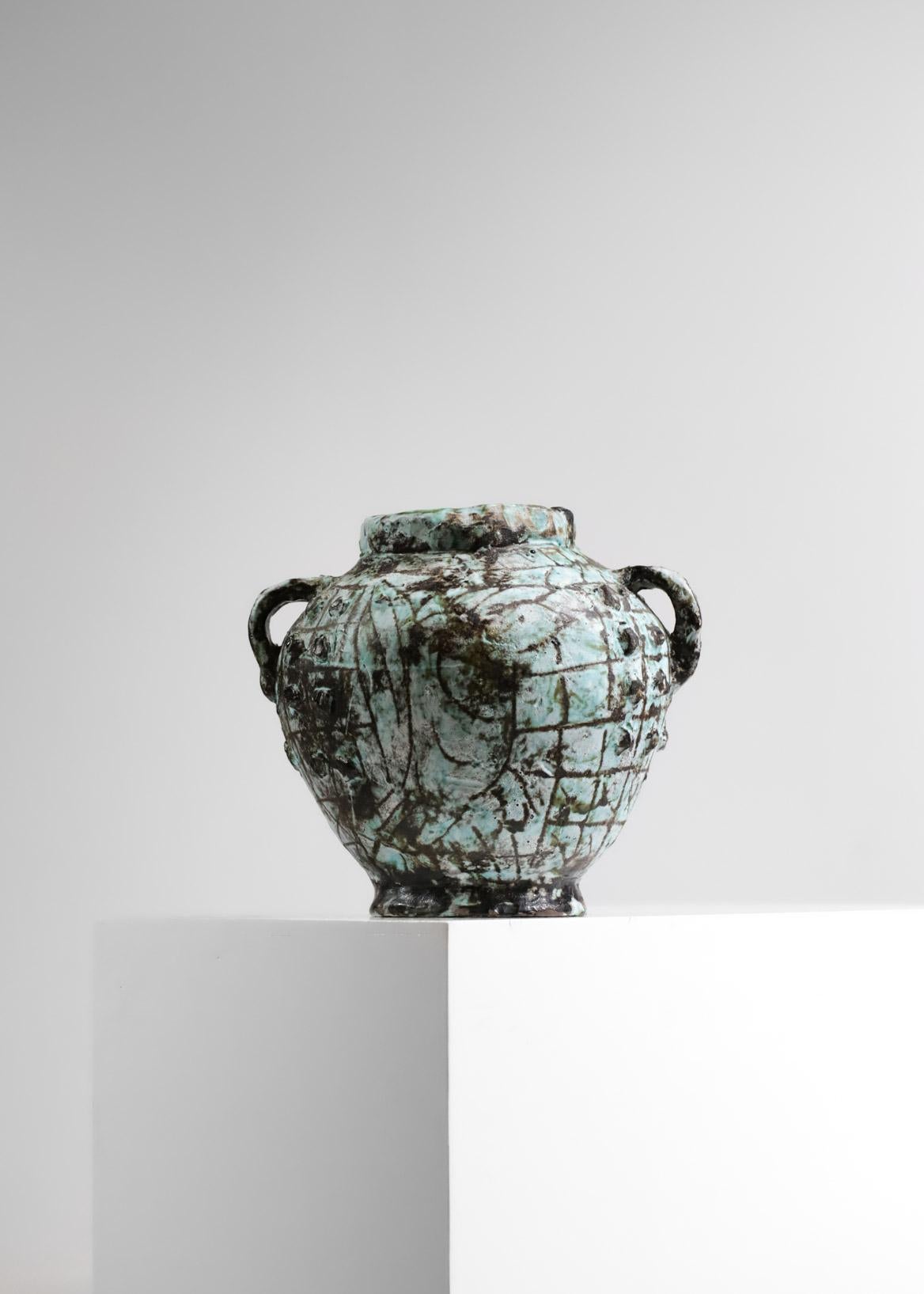 Vaso grande in ceramica francese Vallauris di Jérôme Massier anni '60, G125 In condizioni buone in vendita a Ternay, Auvergne-Rhône-Alpes