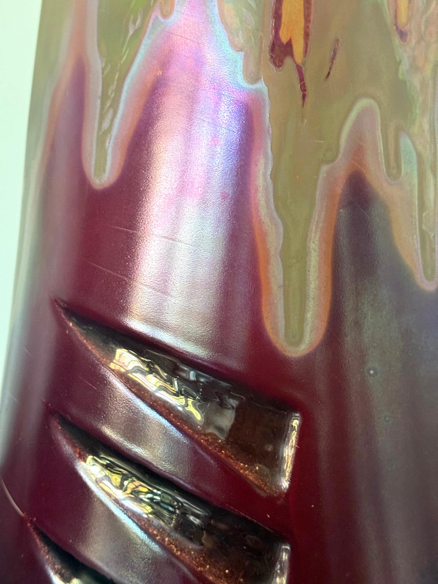 Grande vaso francese in ceramica con smalto iridescente di Clement Massier in vendita 3