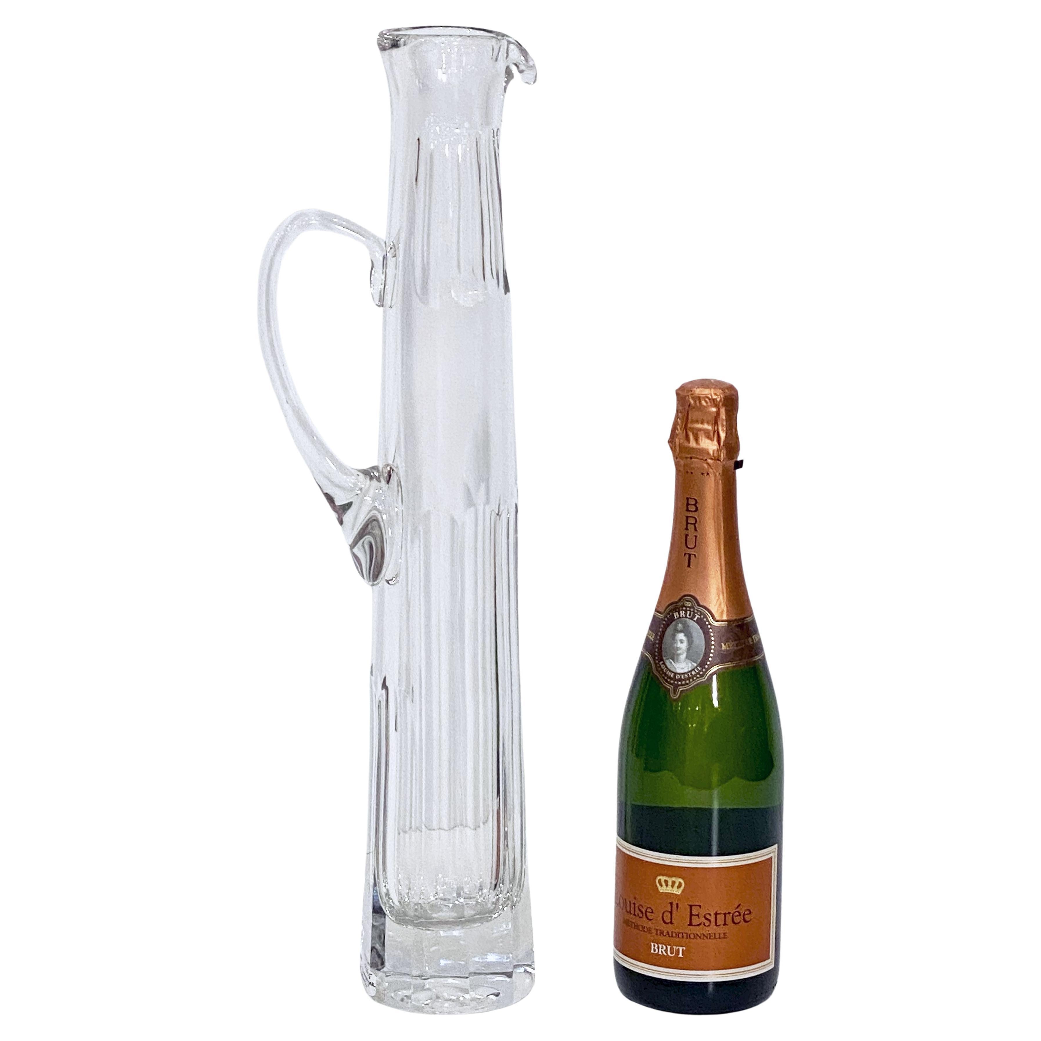 Large French Champagne Decanter of Faceted Crystal Glass