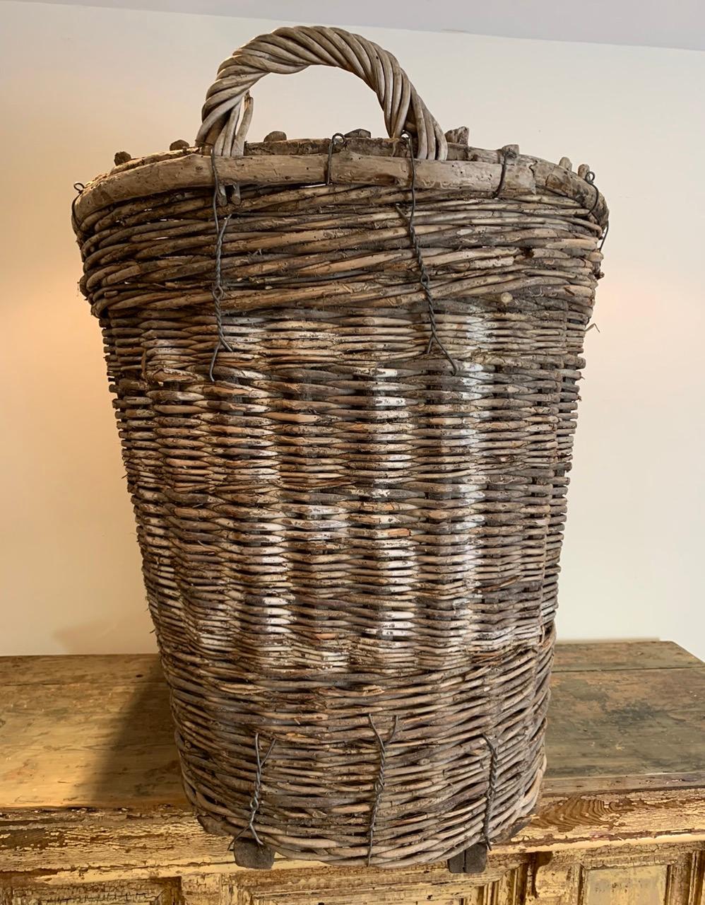 20th Century Large French Champagne Grape Harvesting Basket