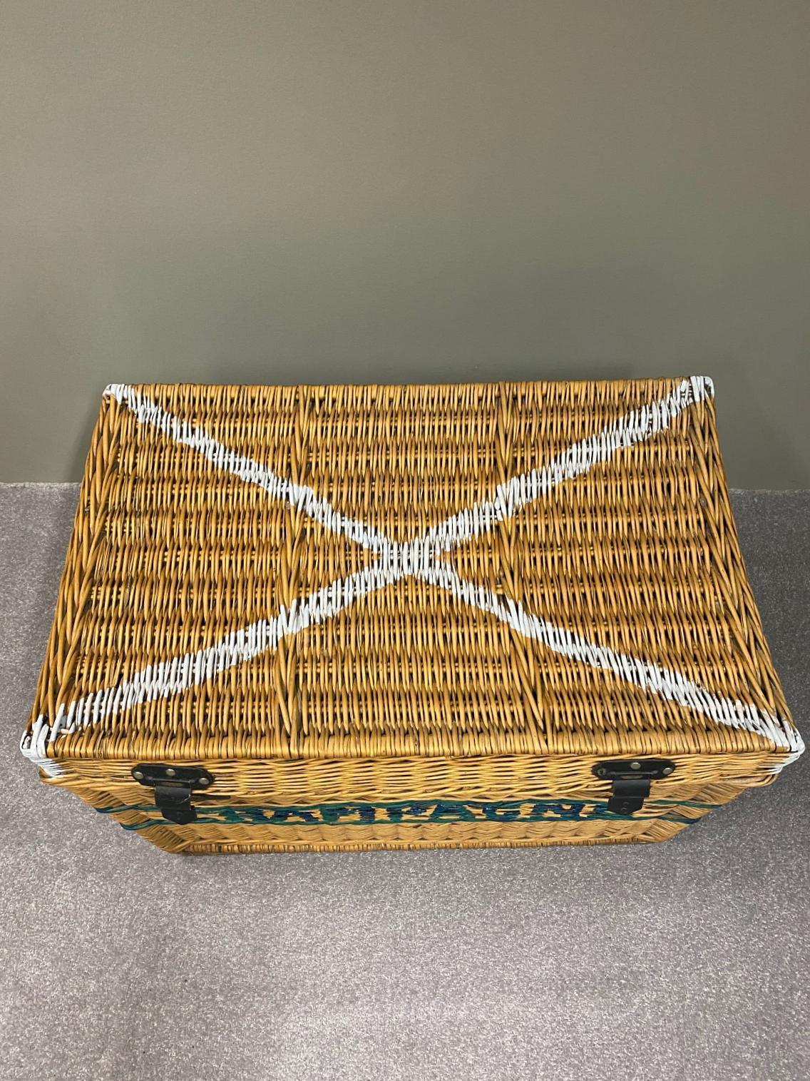 Large French Champagne Wicker Basket Trunk, 1930s, France 3