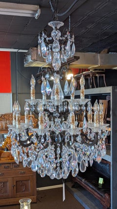 Mid-20th Century Rococo Revival Chandelier, Metal & Crystal, France