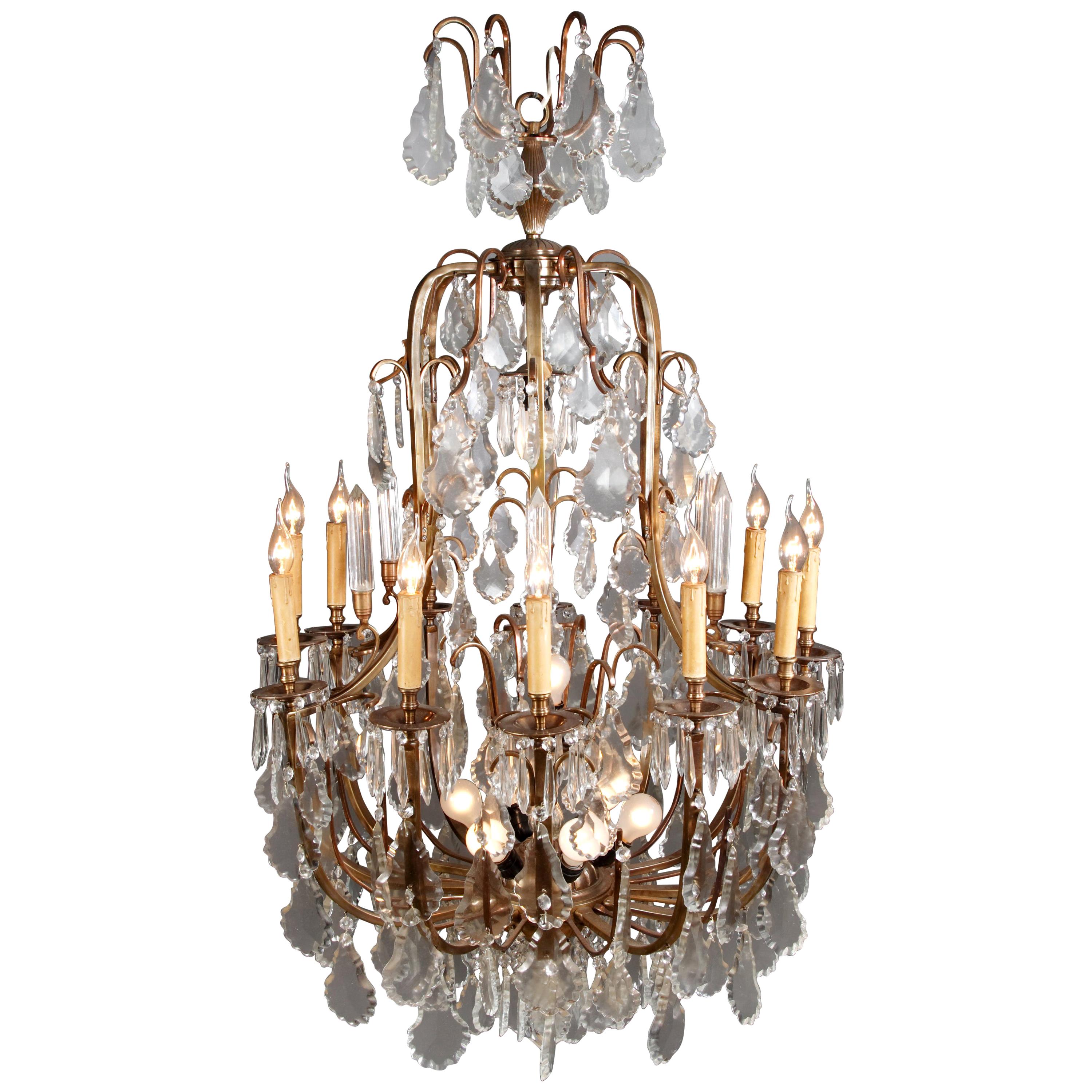 Large French Chandelier in antique Barock Style for a Castle or Villa For Sale