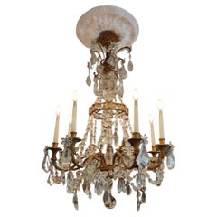 LARGE FRENCH CHANDELIER IN GILT BRONZE UND FACETED GLASS FROM THE XIx