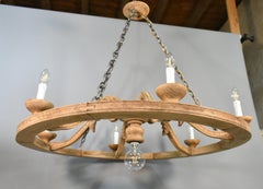Großer französischer Kronleuchter aus Eiche im Louis-XVI-Stil mit sechs Armen