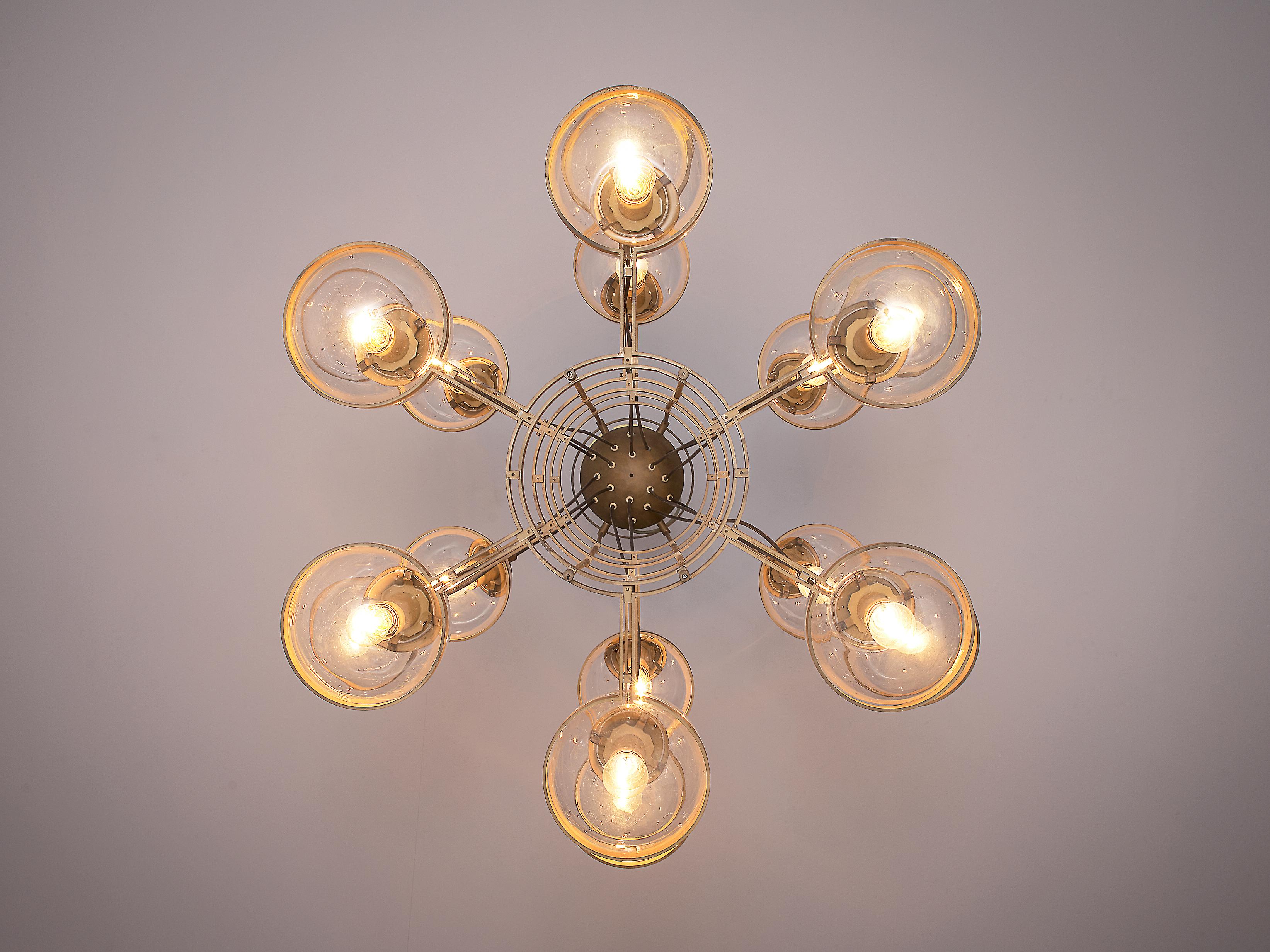 Listing for C: Two large Large French Chandeliers in Brass and Glass 2