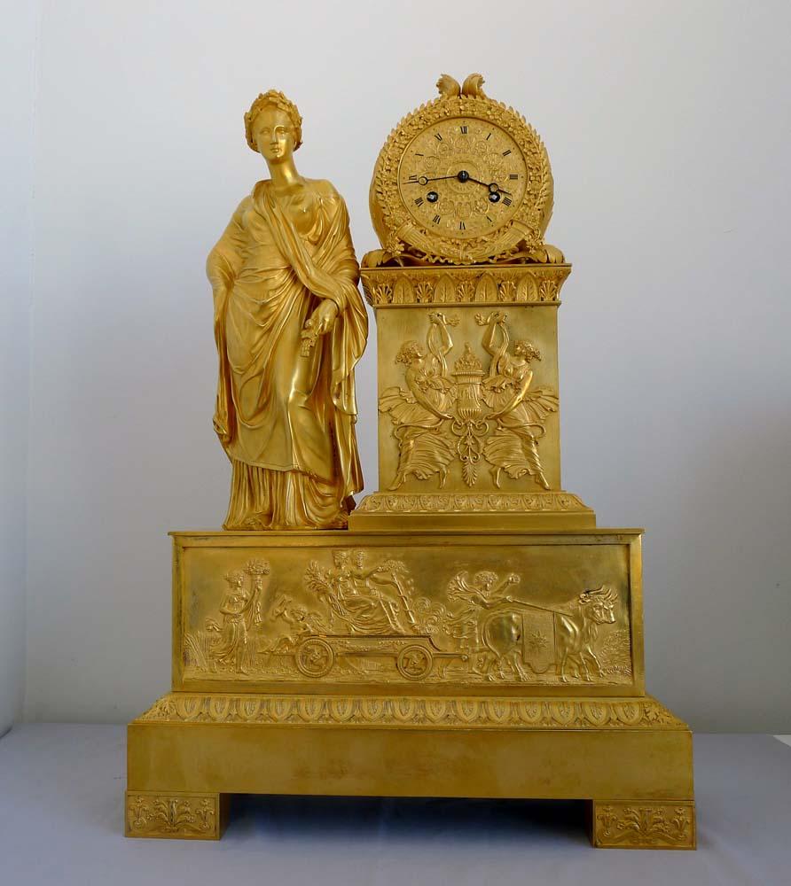 Early 19th Century Large French Charles X Period Ormolu Clock Representing Ceres For Sale