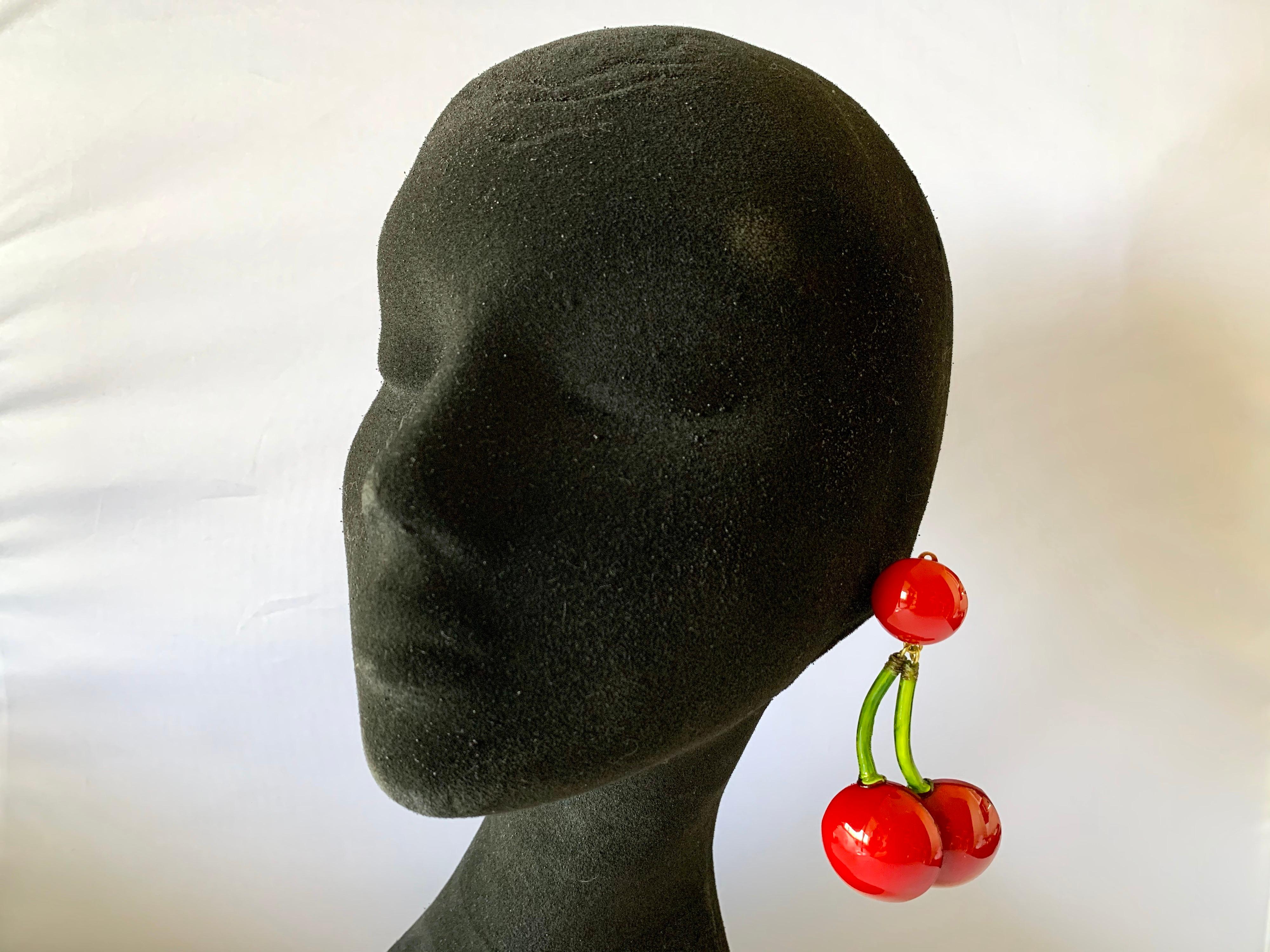 Large French Cherry Statement Earrings  In New Condition In Palm Springs, CA