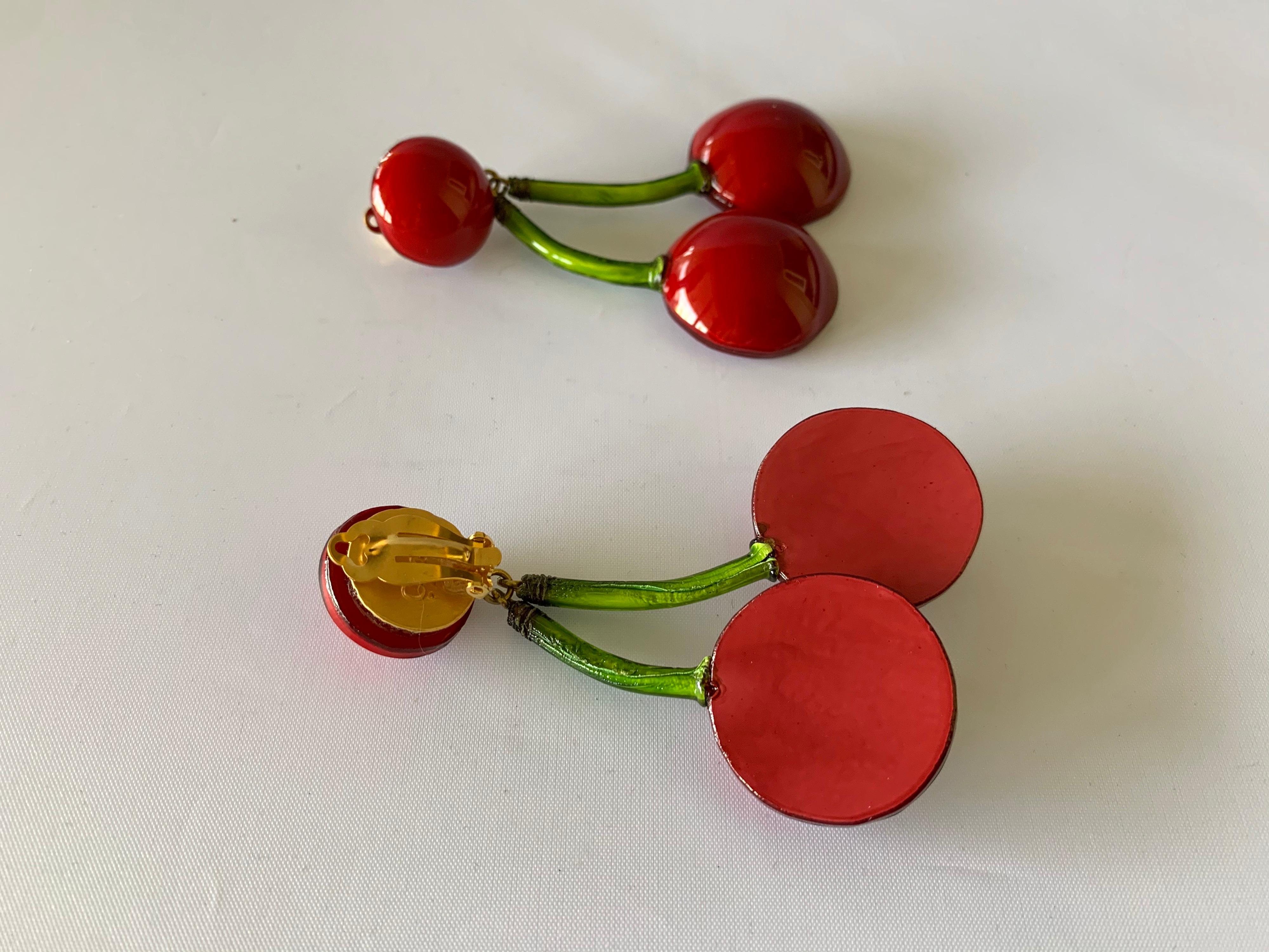 Large French Cherry Statement Earrings  2